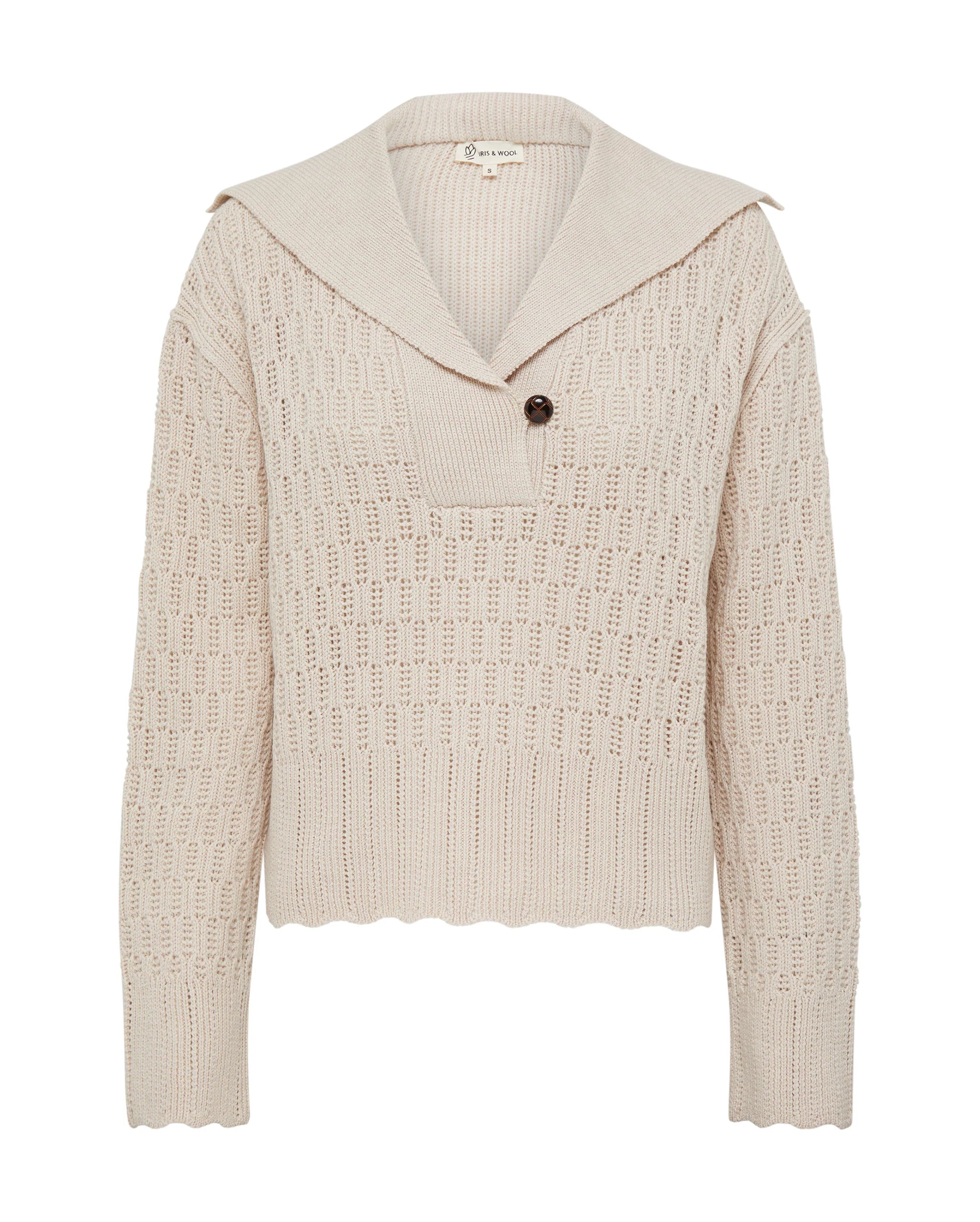 CORDED RIB SAILOR COLLAR SWEATER - oat