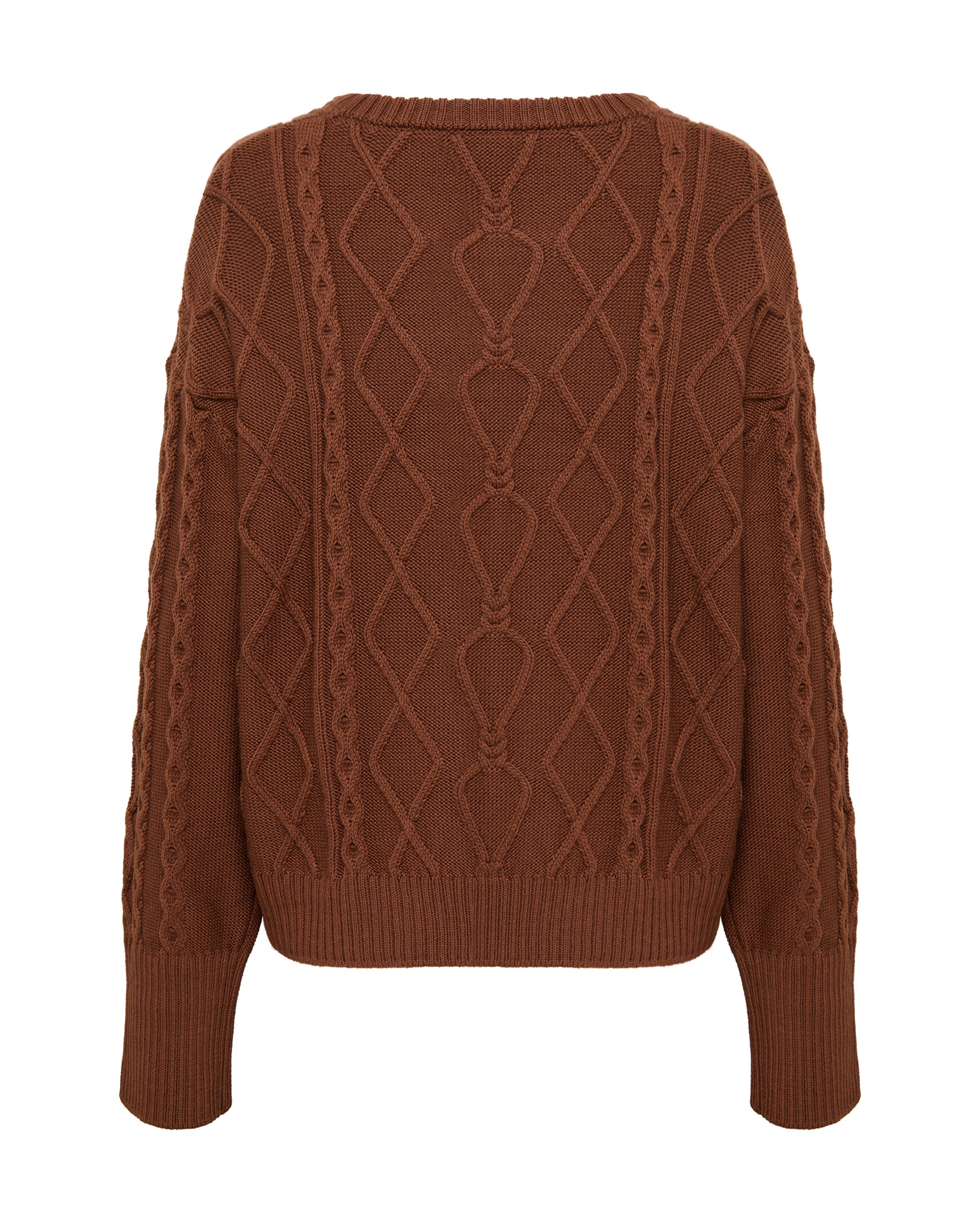 Heart Cable Sweater - Walnut