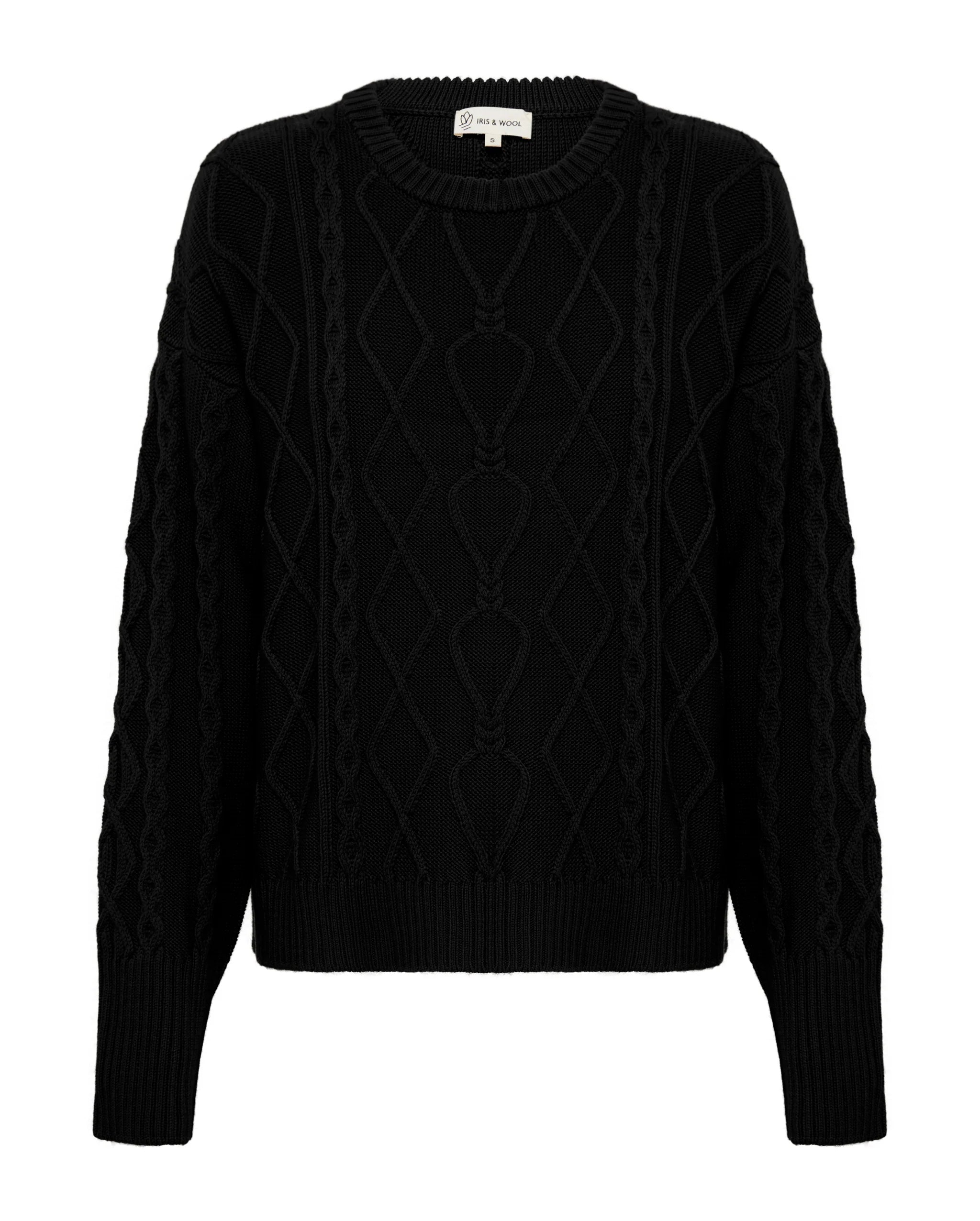 Heart Cable Sweater - Black
