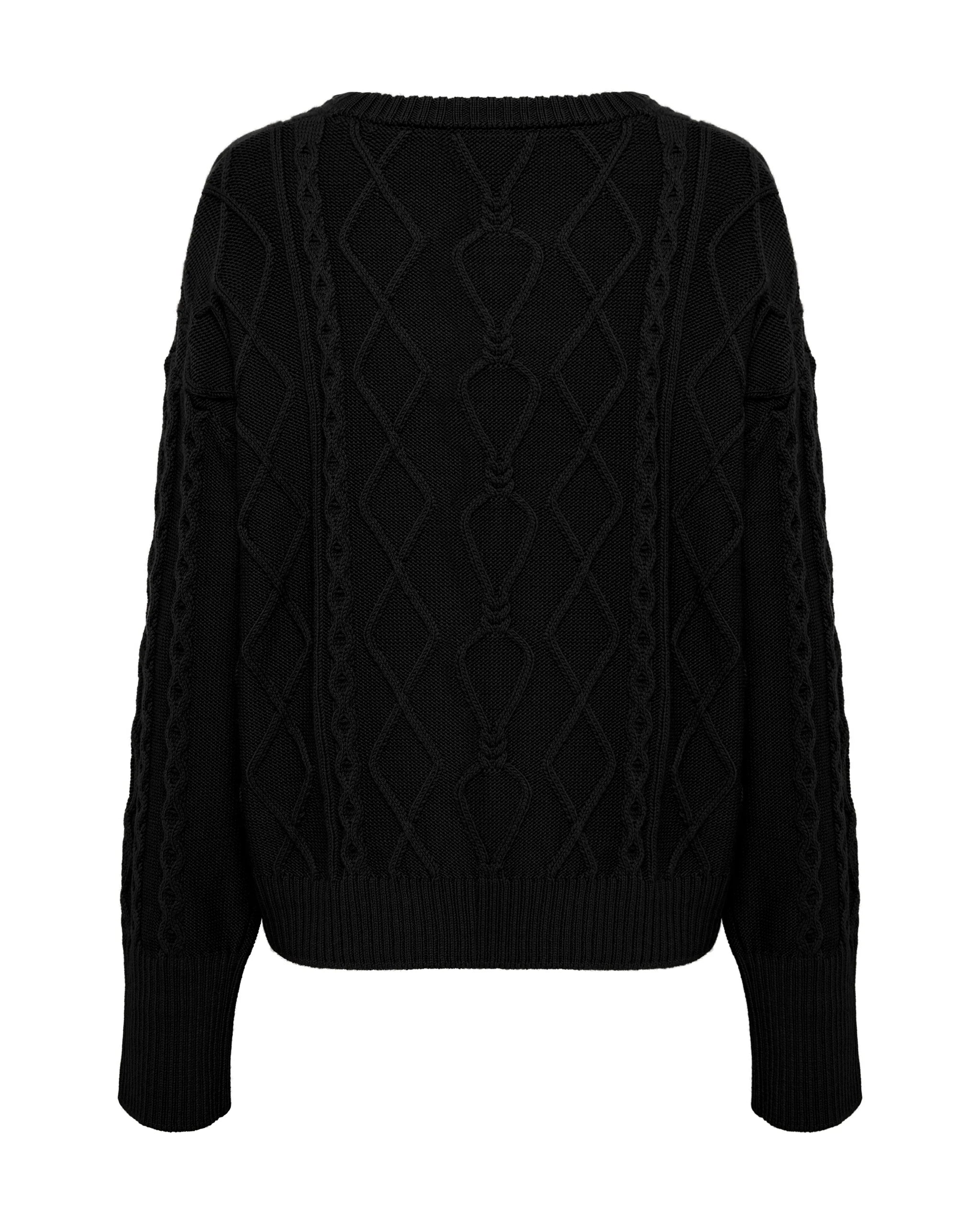 Heart Cable Sweater - Black