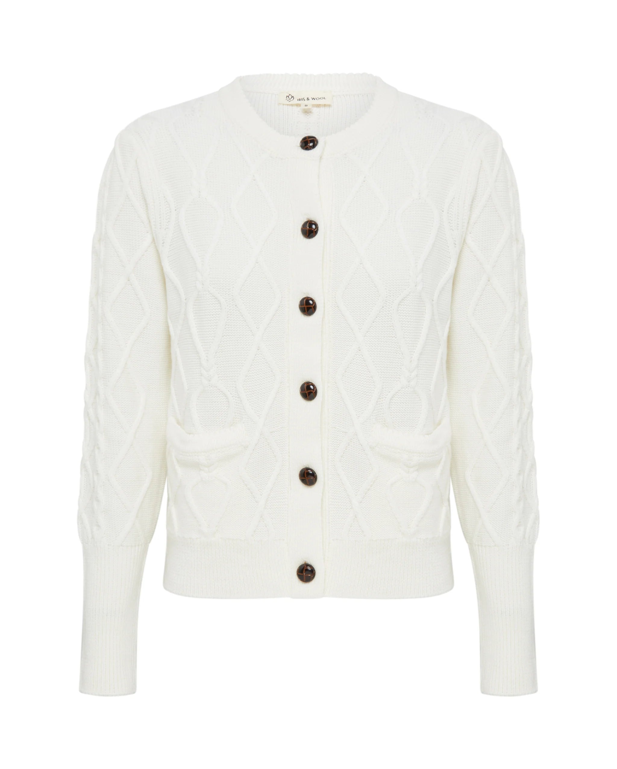 HEART CABLE CARDI - Panna