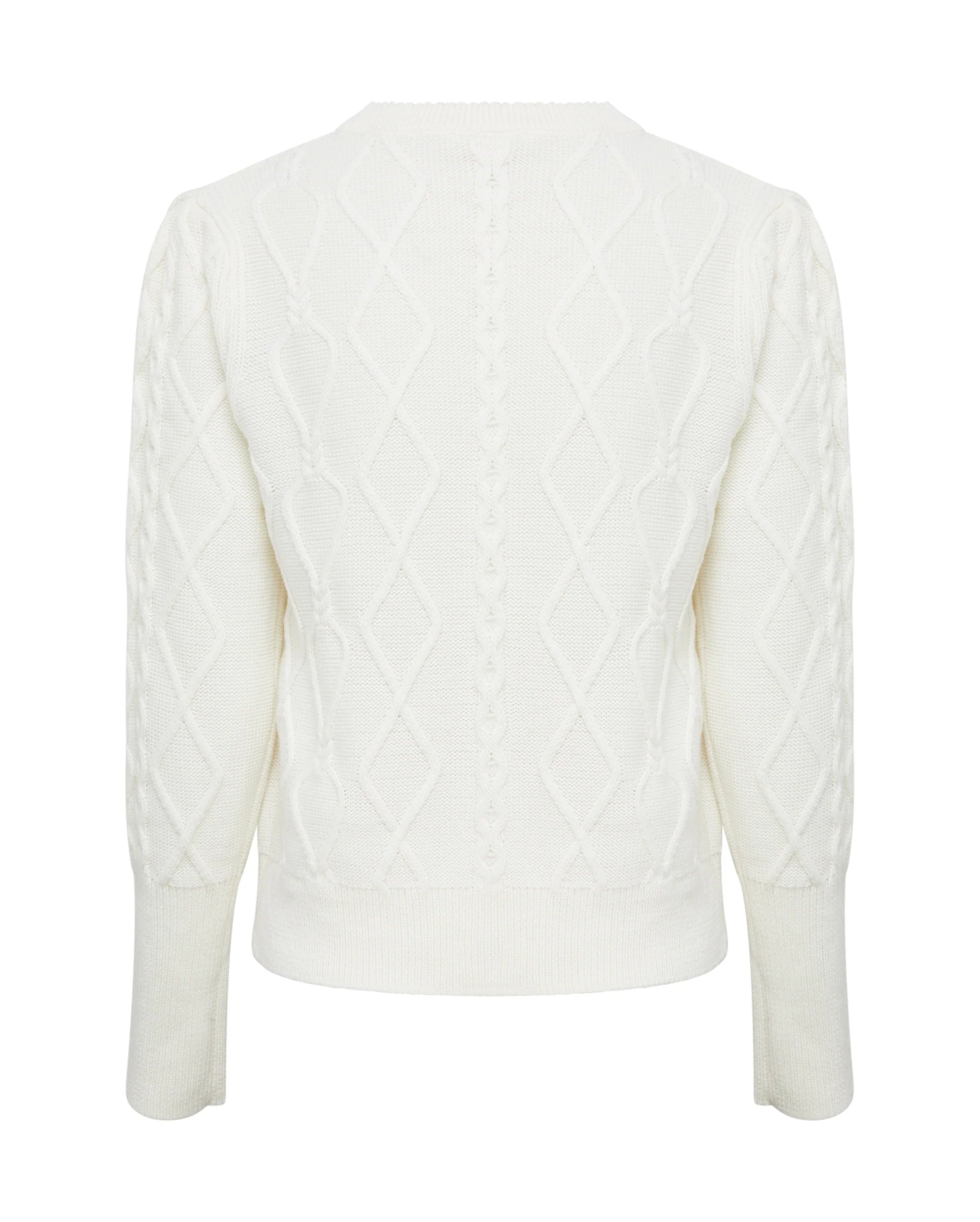 HEART CABLE CARDI - Panna