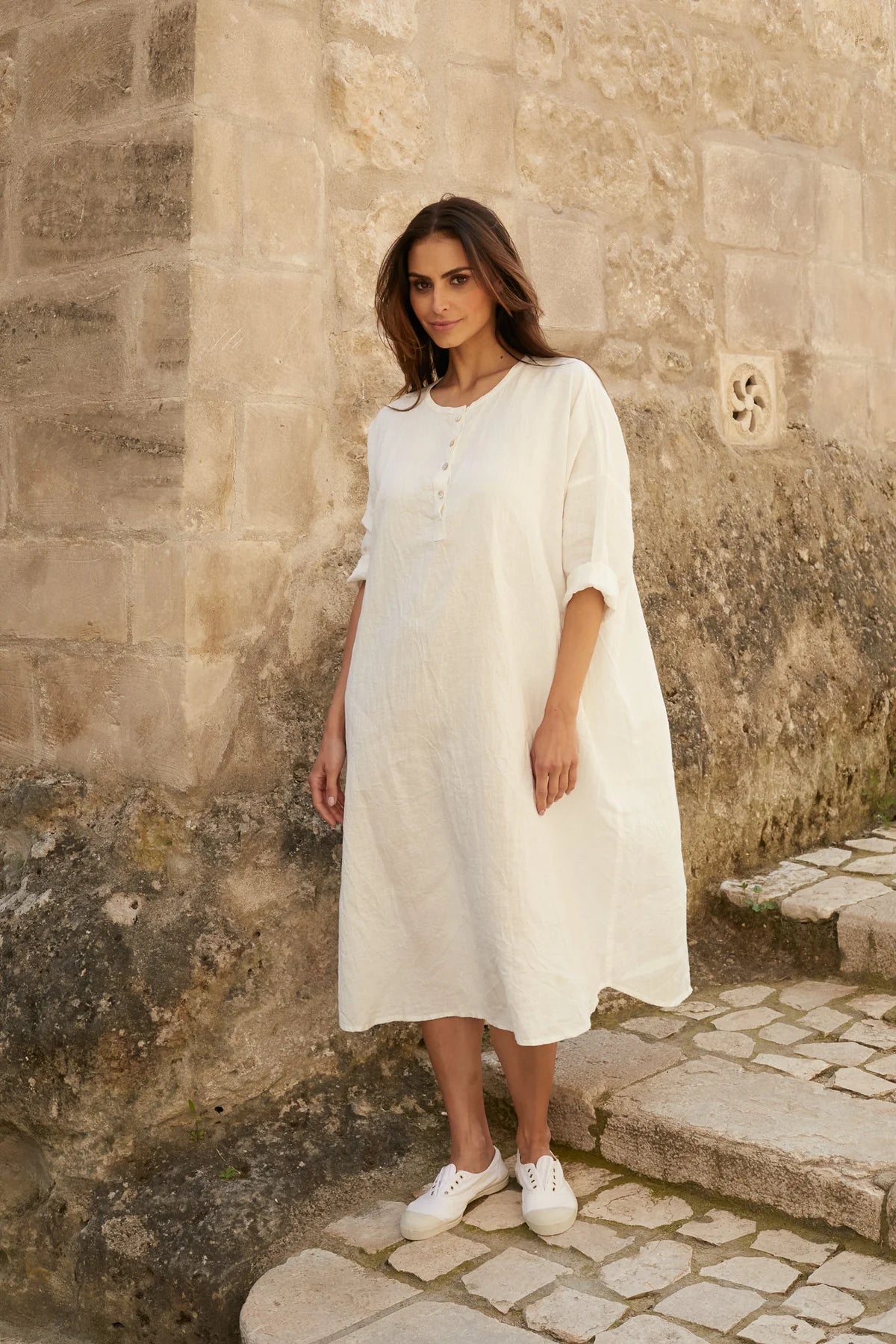 Noemi Dress Linen - Warm White