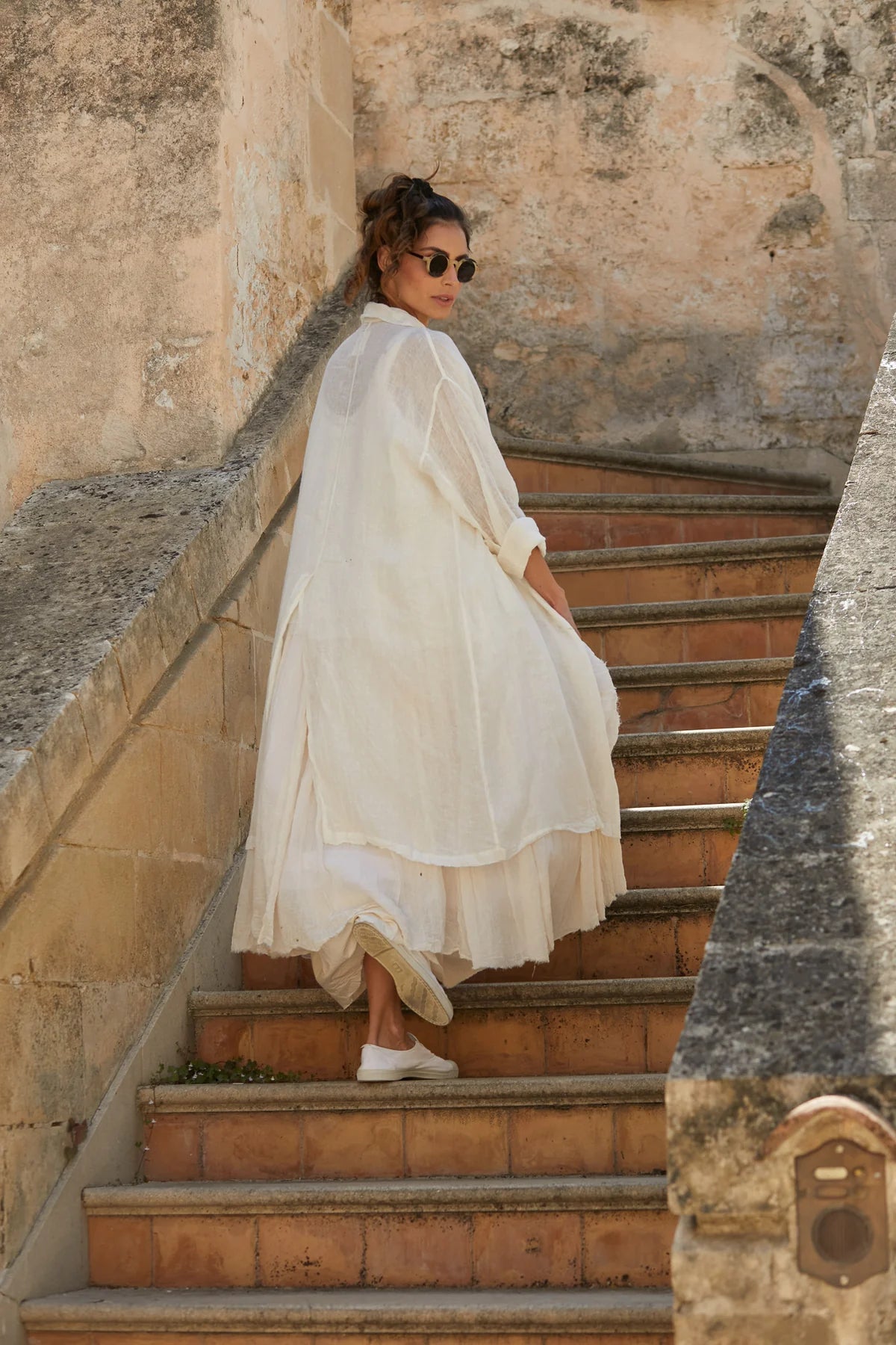 Piaf Coat Linen Gauze - White