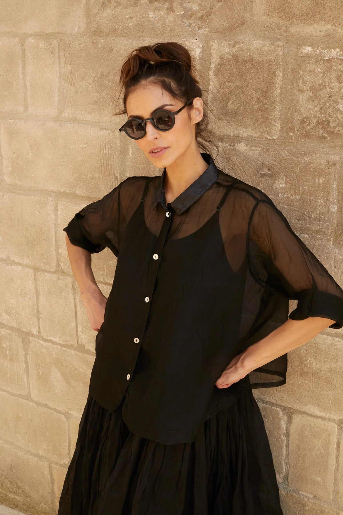 Chiara Shirt Silk Organza - Black