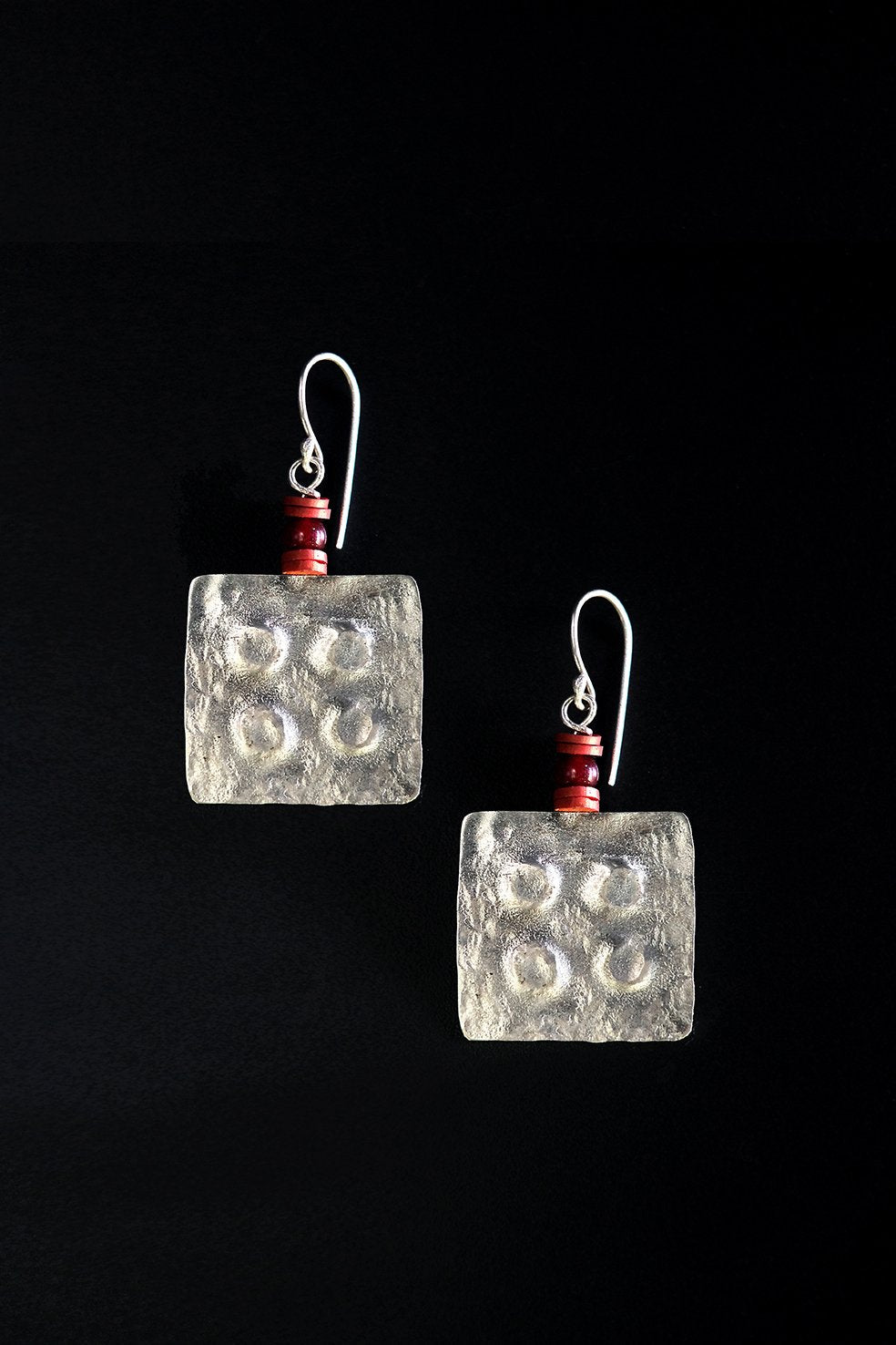 Square Coral Bead Earrings