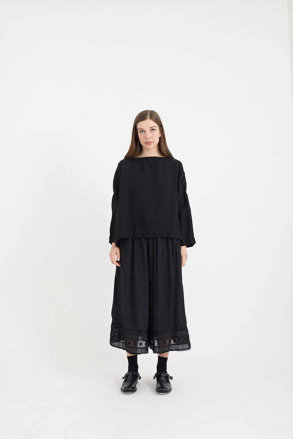 Sailor Boxy Top - Linen Black