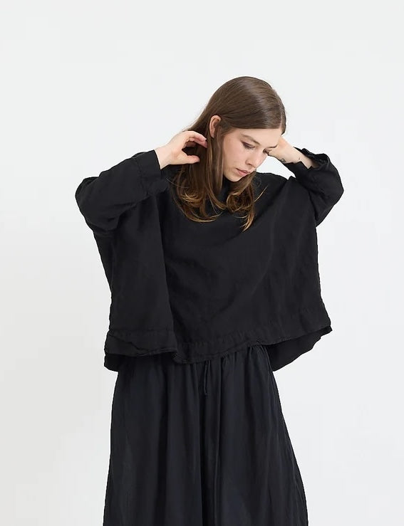 Sailor Boxy Top - Linen Black