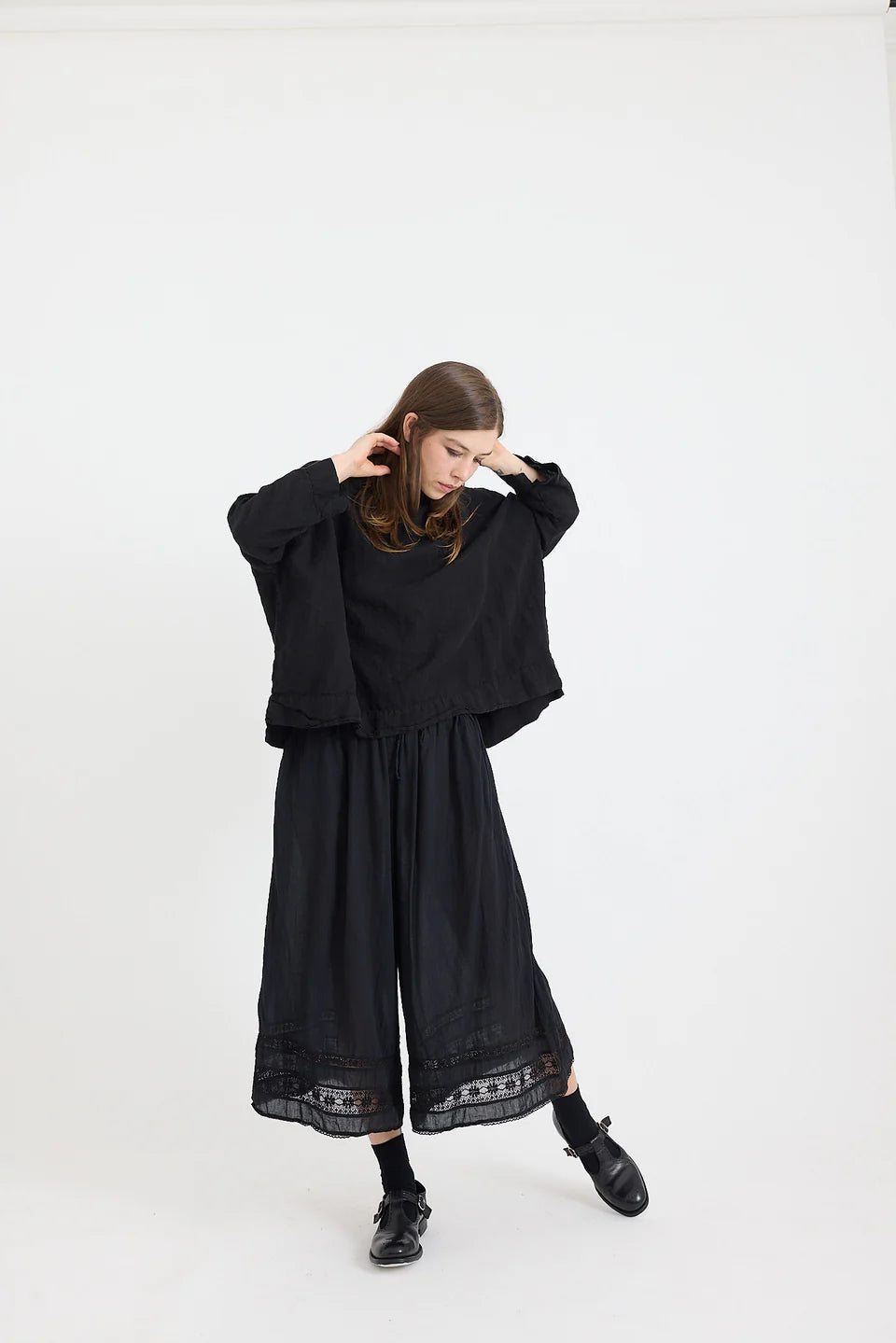 Sailor Boxy Top - Linen Black