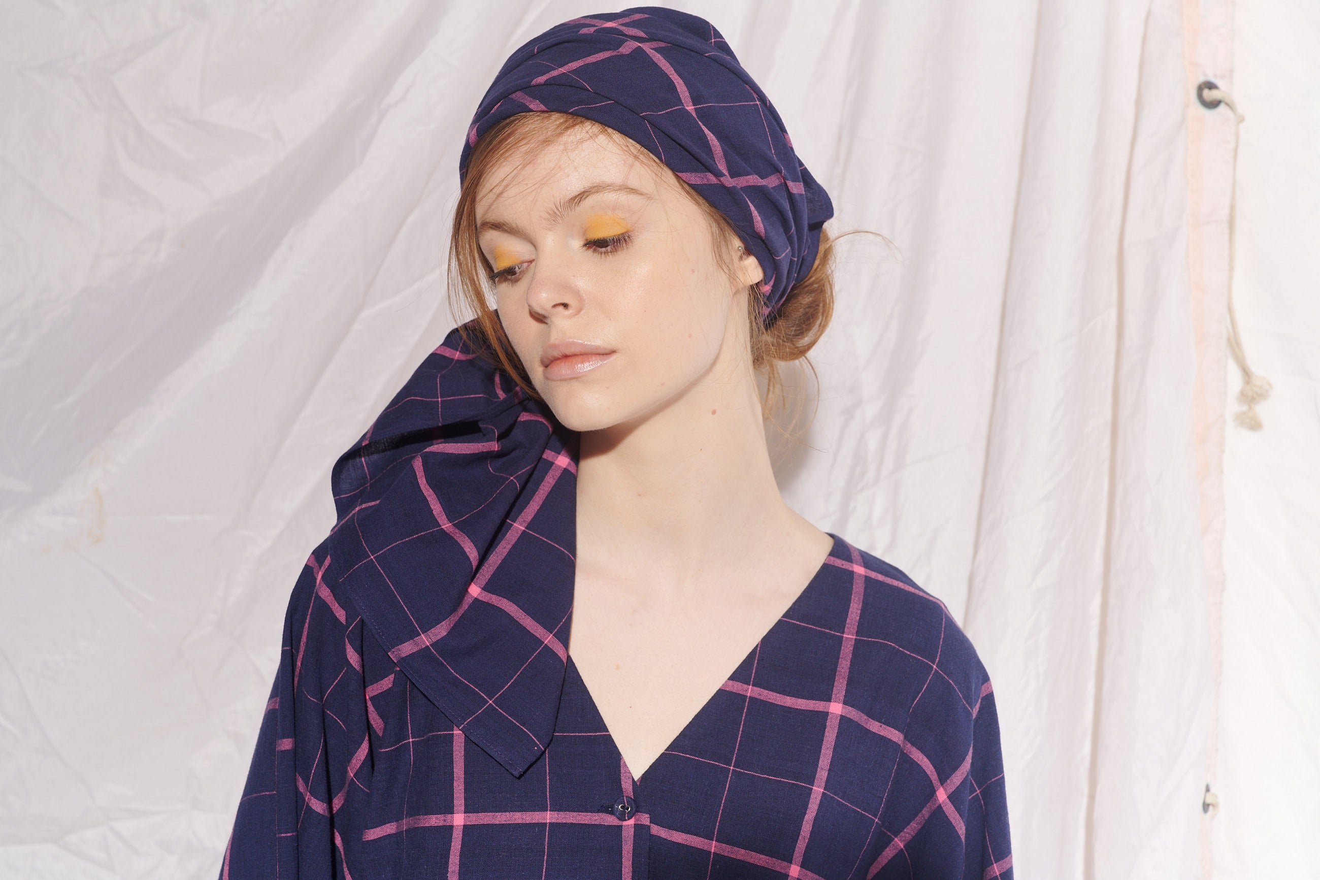 Square Head Scarf - Indigo/Pink