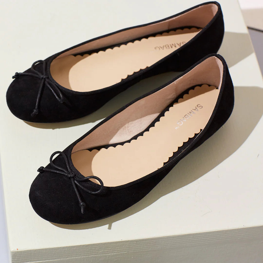 Pre-loved Sambag Tina Black Suede Ballet Flat