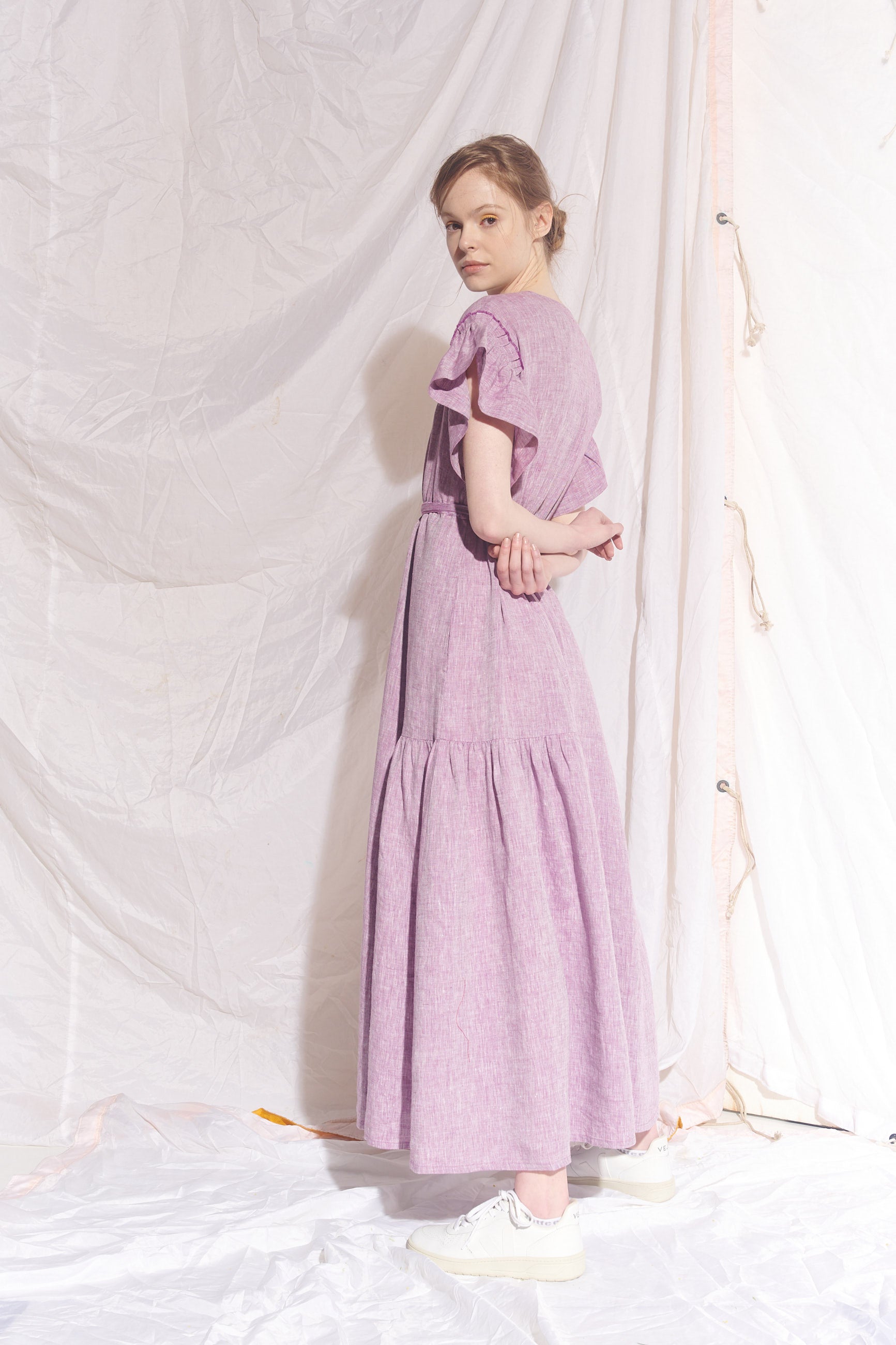 Valentina Maxi Dress - Lilac/White Cross Dye