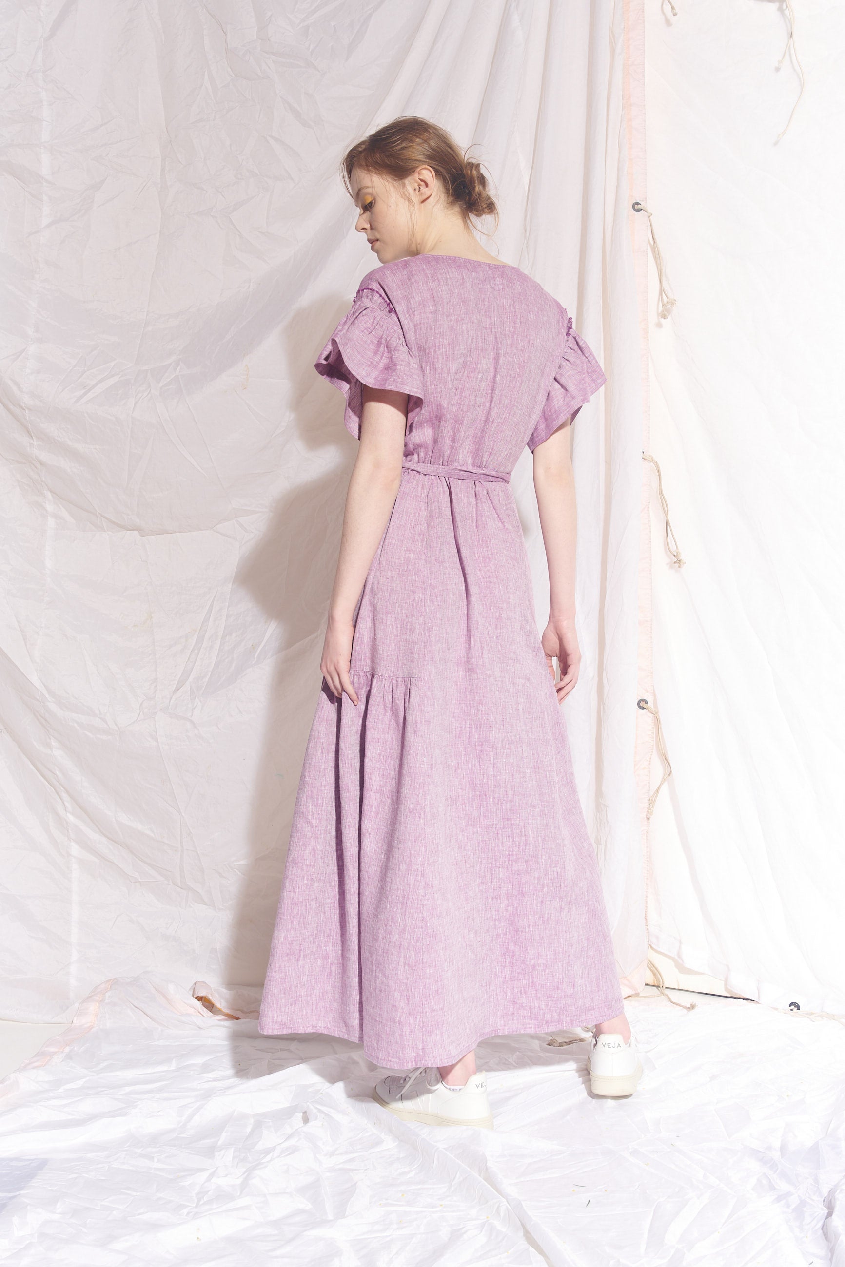 Valentina Maxi Dress - Lilac/White Cross Dye