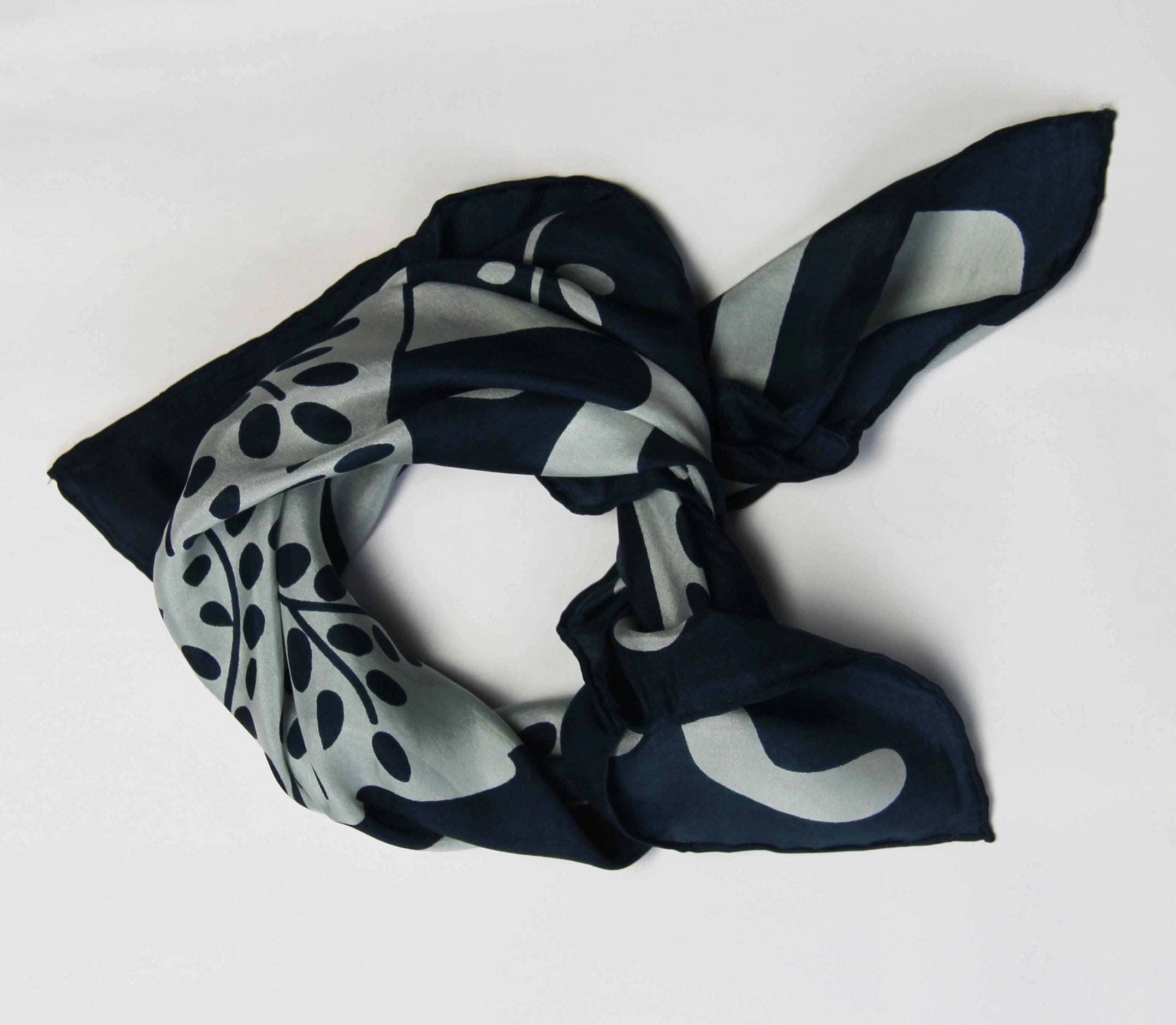 Silk scarf - Peace and Love Navy
