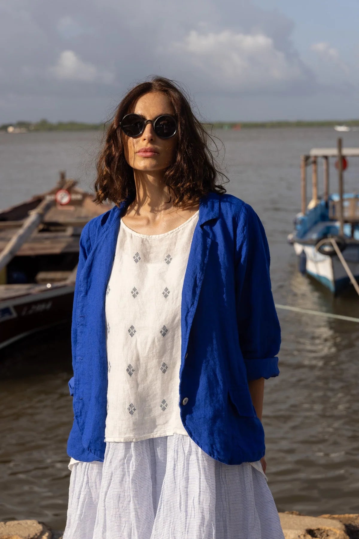 Baridi Jacket - Linen - Cobalt