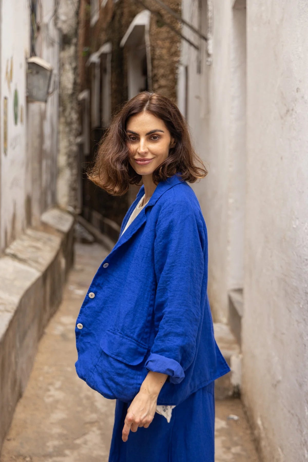 Baridi Jacket - Linen - Cobalt