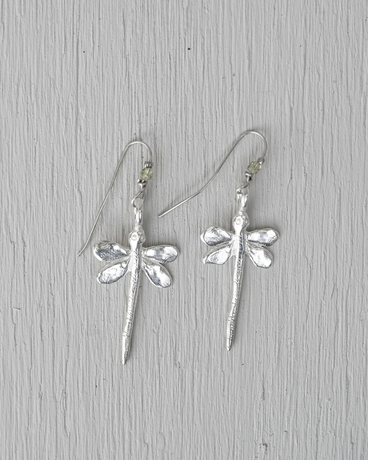 LIBELLULE SILVER PLATED EARRINGS - clear glass BEAD