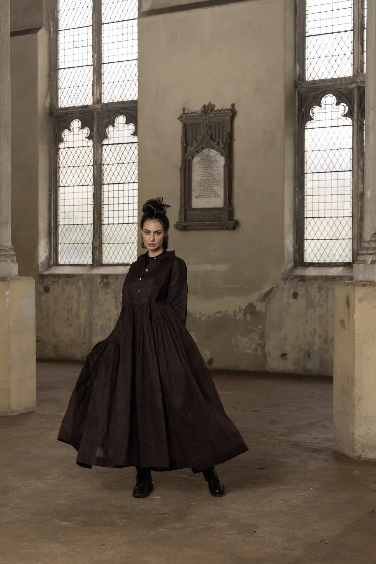 Edith Dress - Cotton Organdy - Chocolate