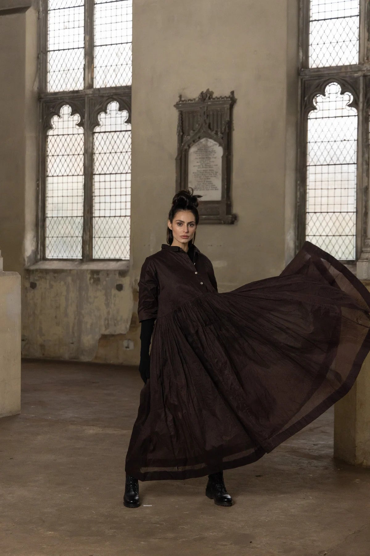 Edith Dress - Cotton Organdy - Chocolate