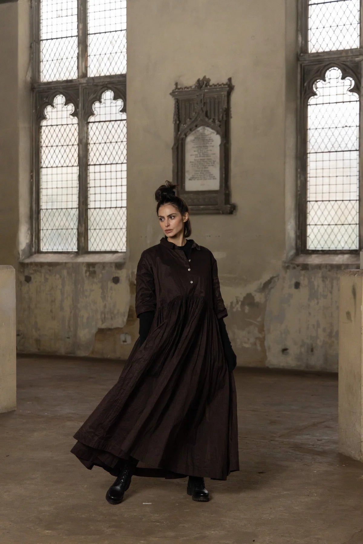 Edith Dress - Cotton Organdy - Chocolate