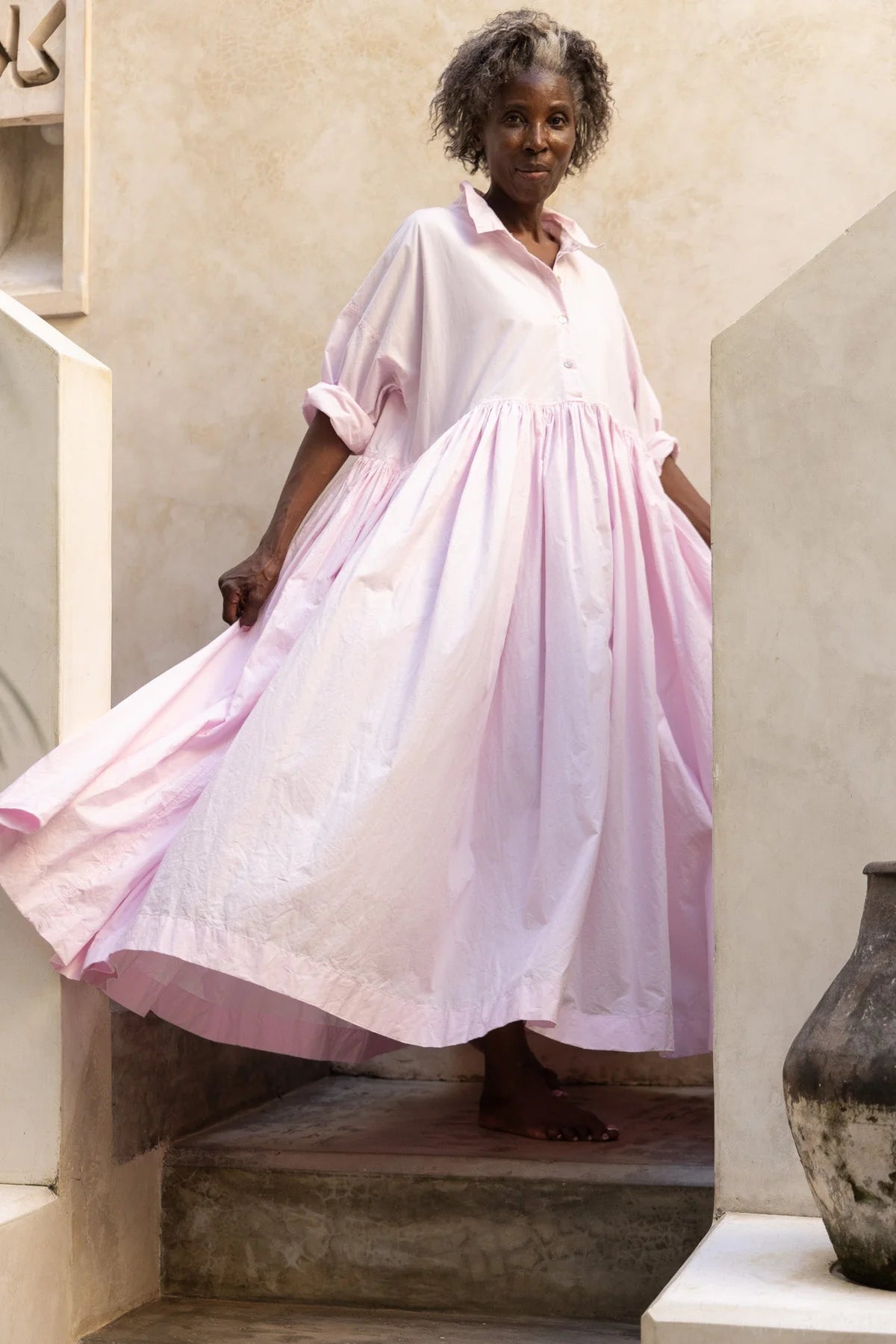 Edith Dress - Cotton Poplin - Pink