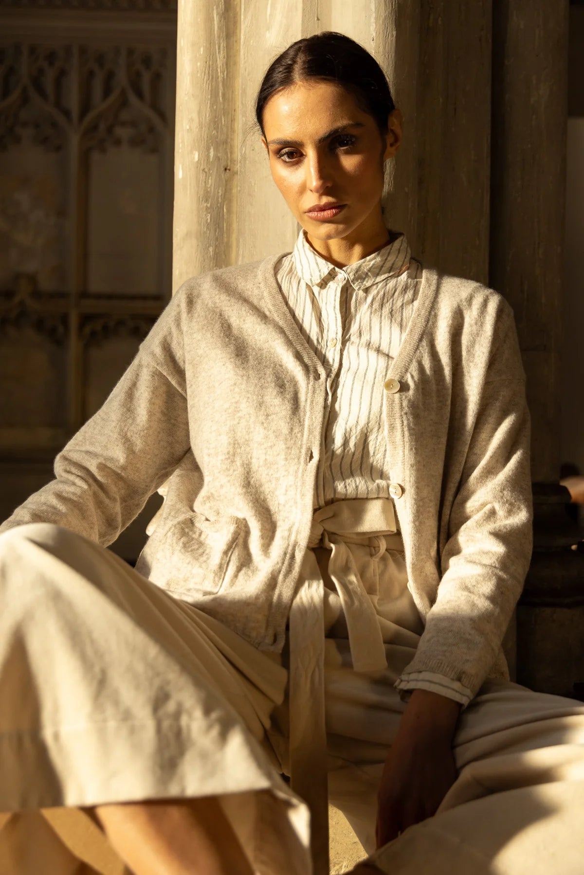 Freya Cardigan Wool - Oatmeal