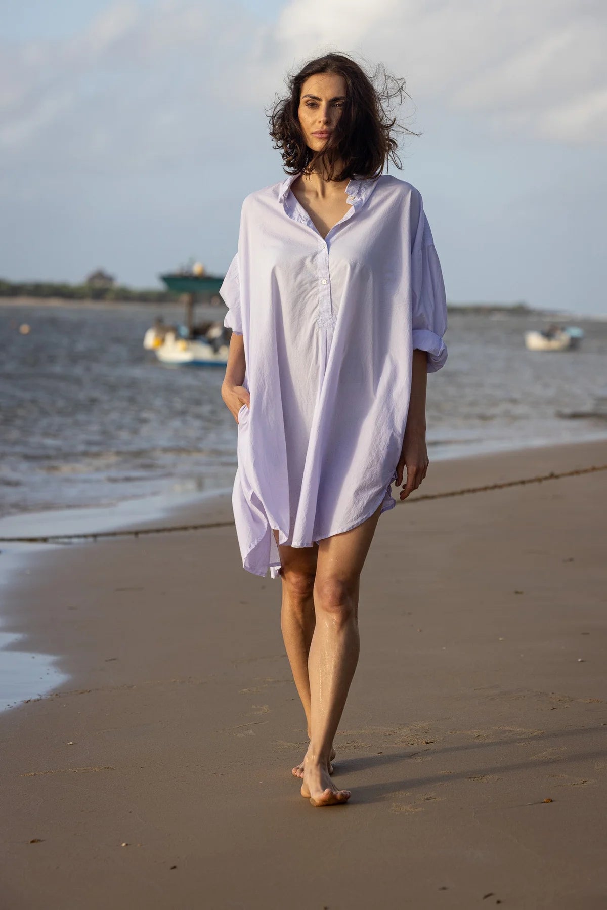 Harper Paper Cotton Shirt - Pastel Blue