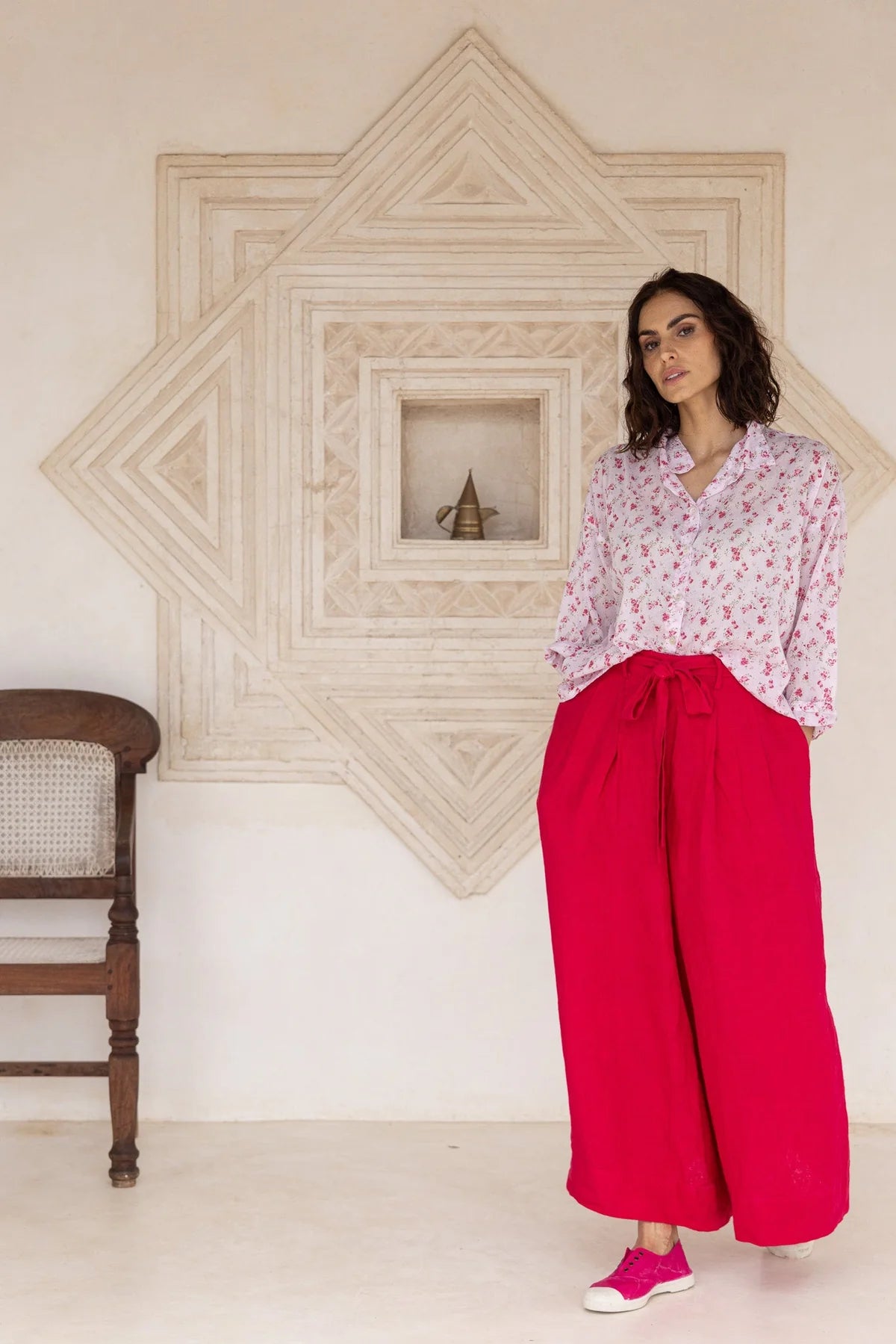 Harriet Trousers - Linen - Fuchsia