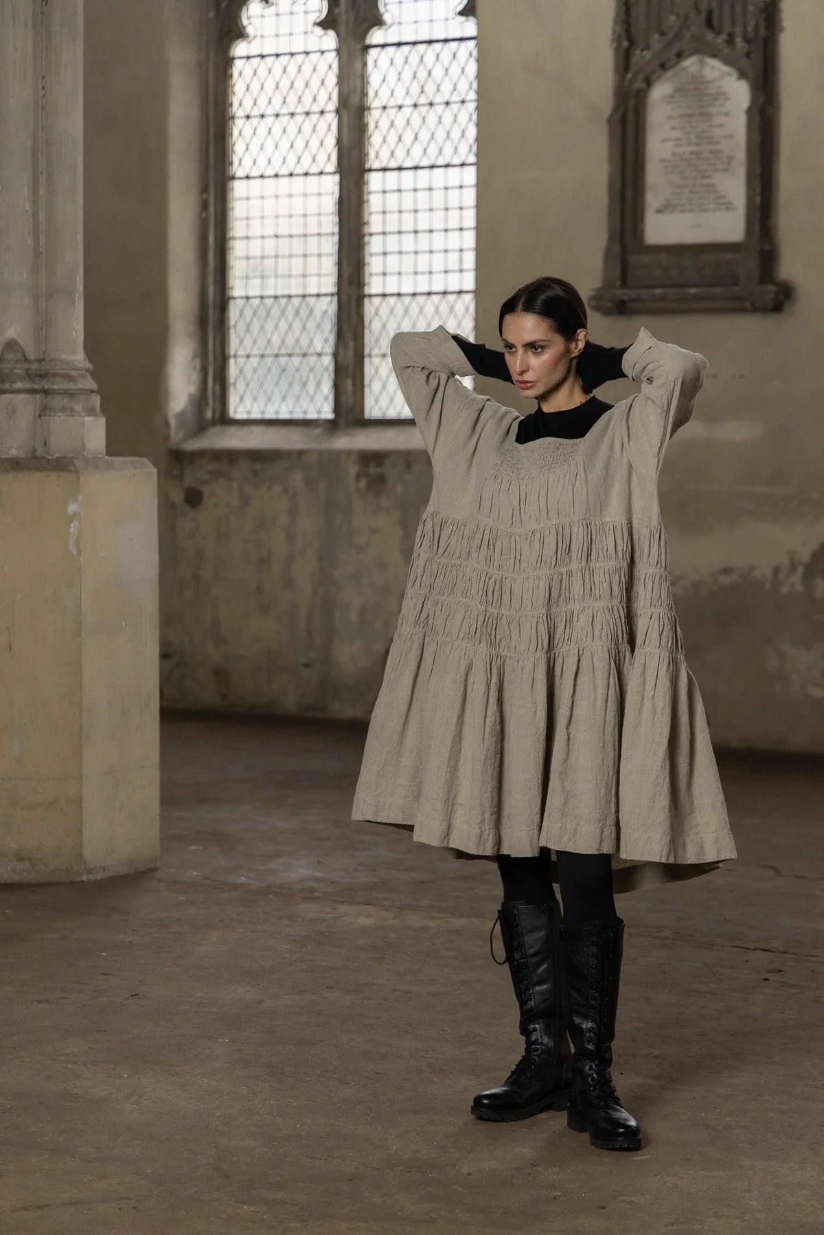 Helena Dress Short - Linen - Natural