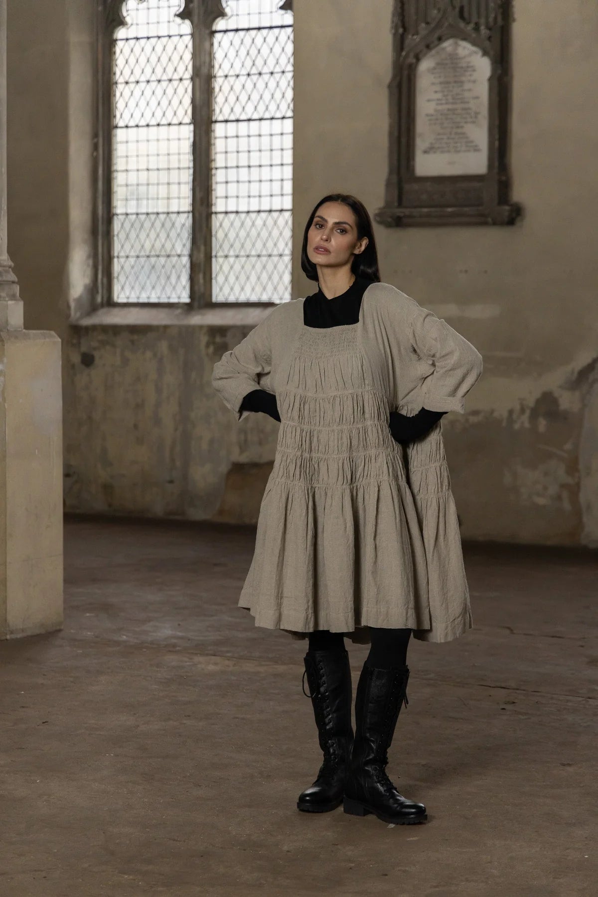 Helena Dress Short - Linen - Natural