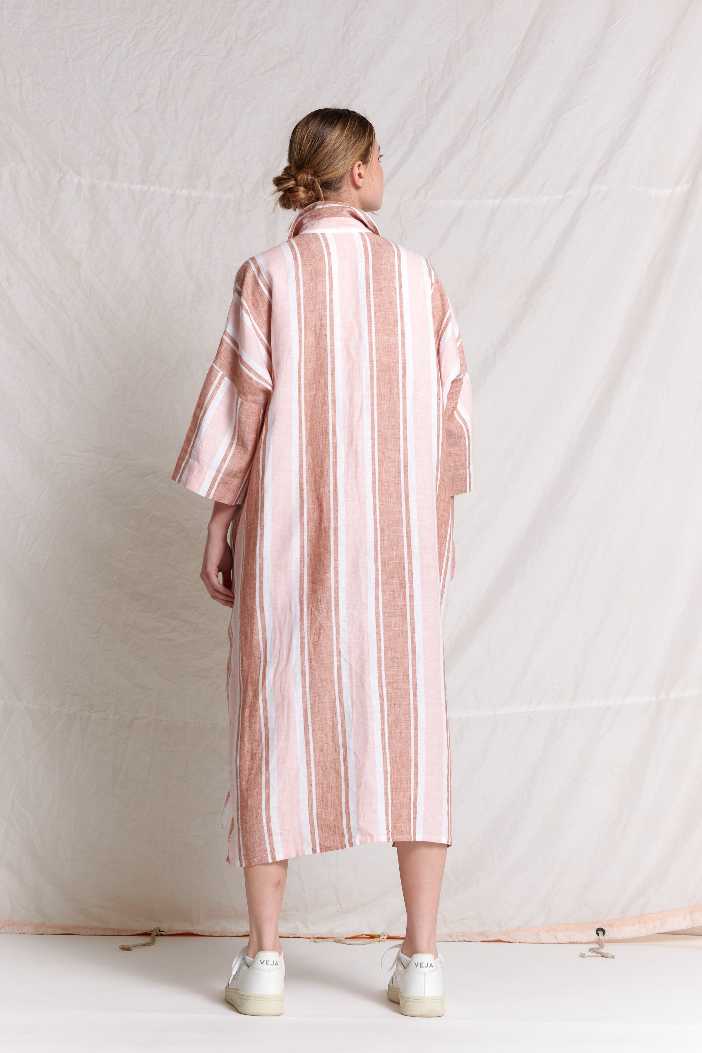 Pre-loved Saloni Shirt Dress Stripe/Plaid - Bronze/Petal