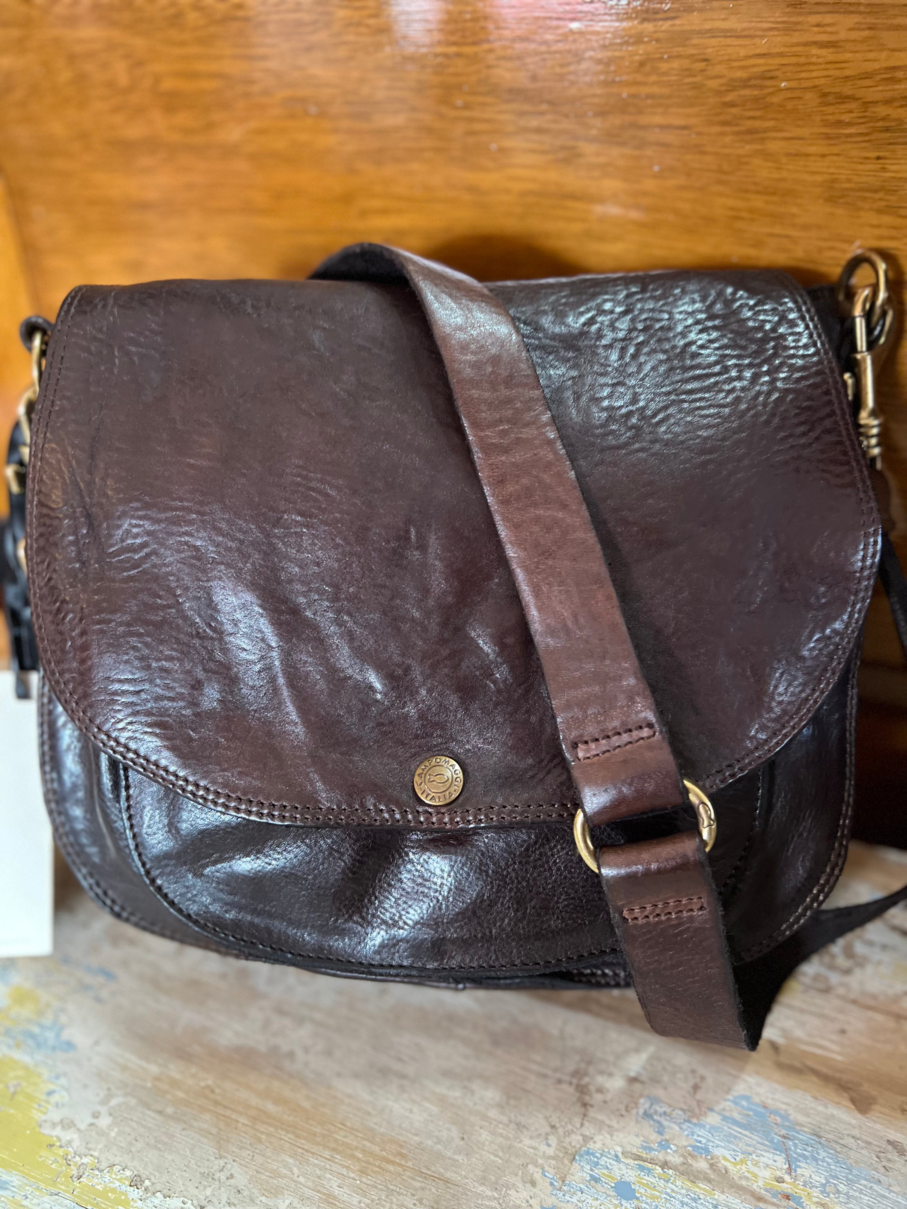 Front Flap Closure Shoulder/Crossbody Bag - Dark Brown