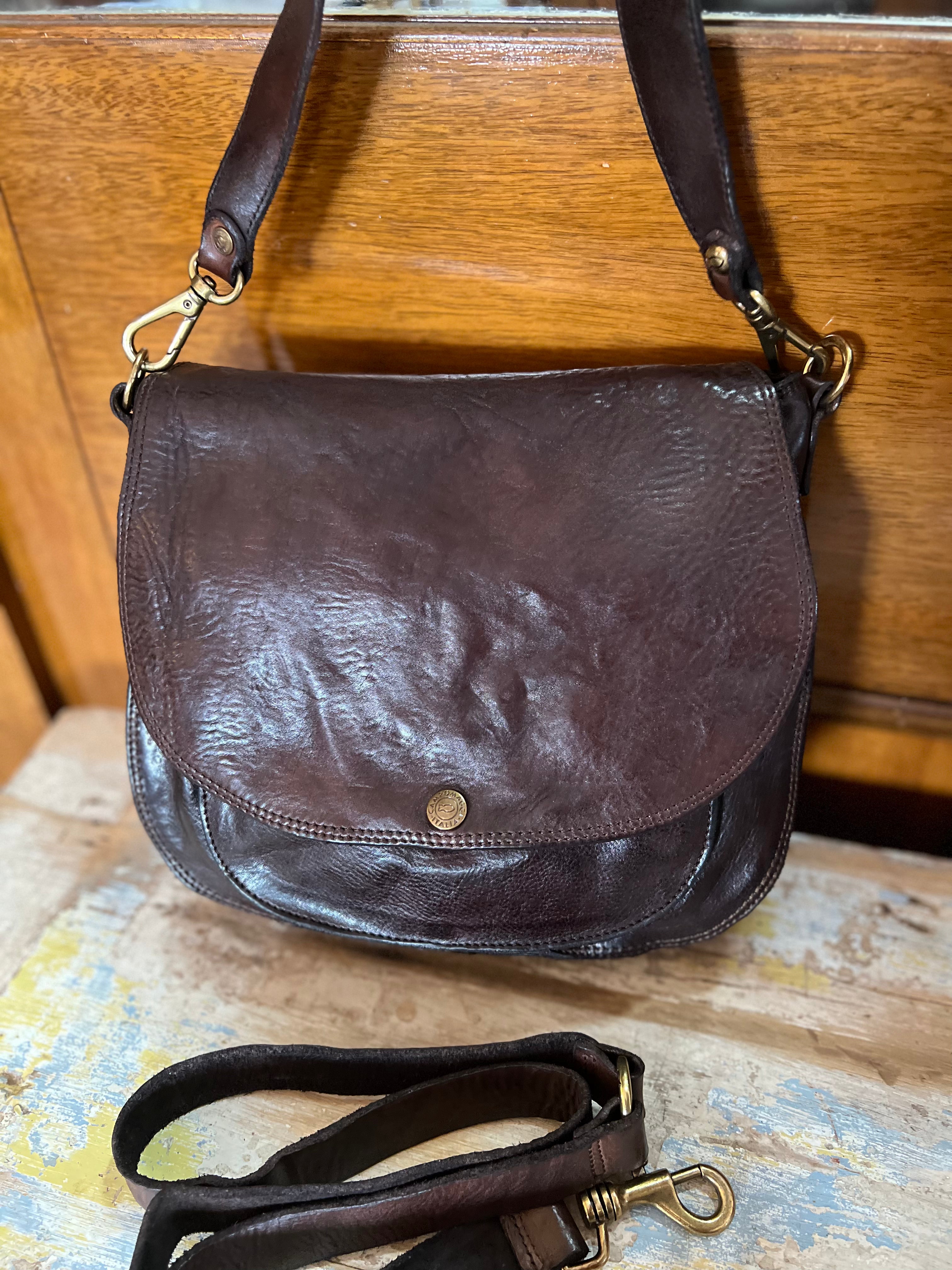 Front Flap Closure Shoulder/Crossbody Bag - Dark Brown