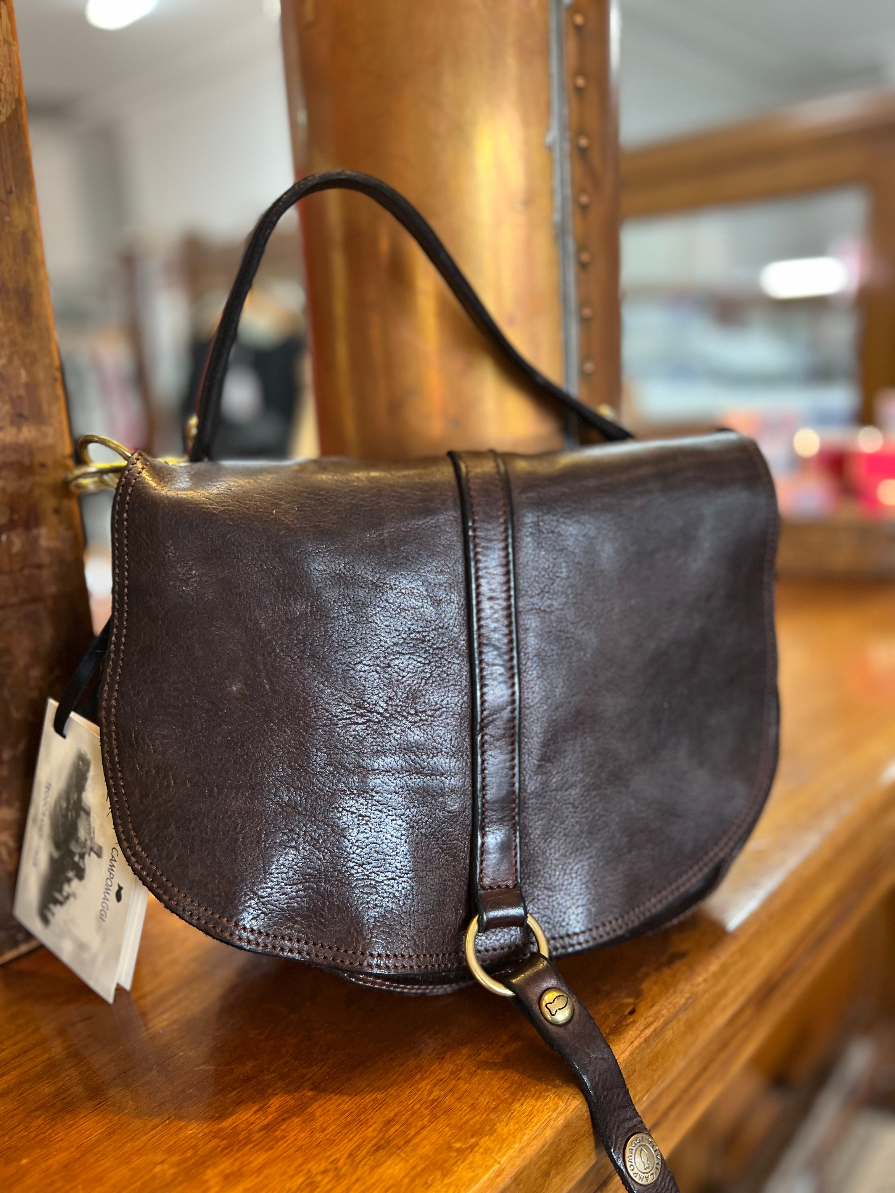 Eracle Shoulder Bag with Brass Ring - Dark Brown