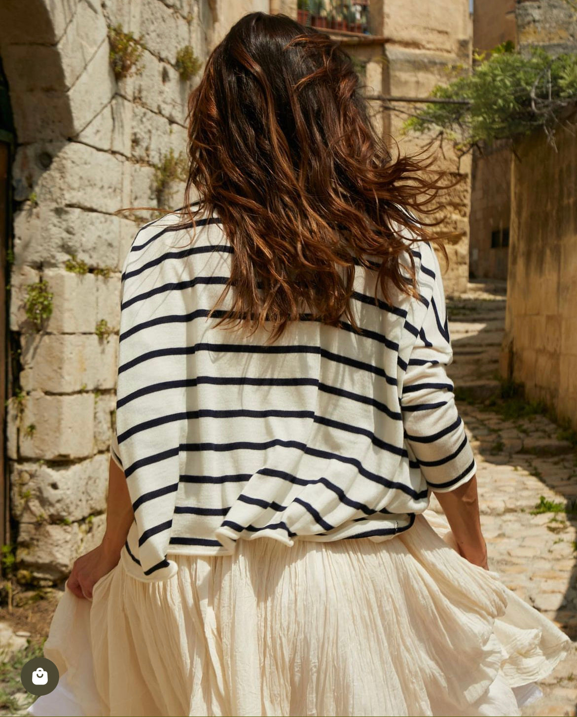 Emi Wool Jumper - Cream with Navy Stripe