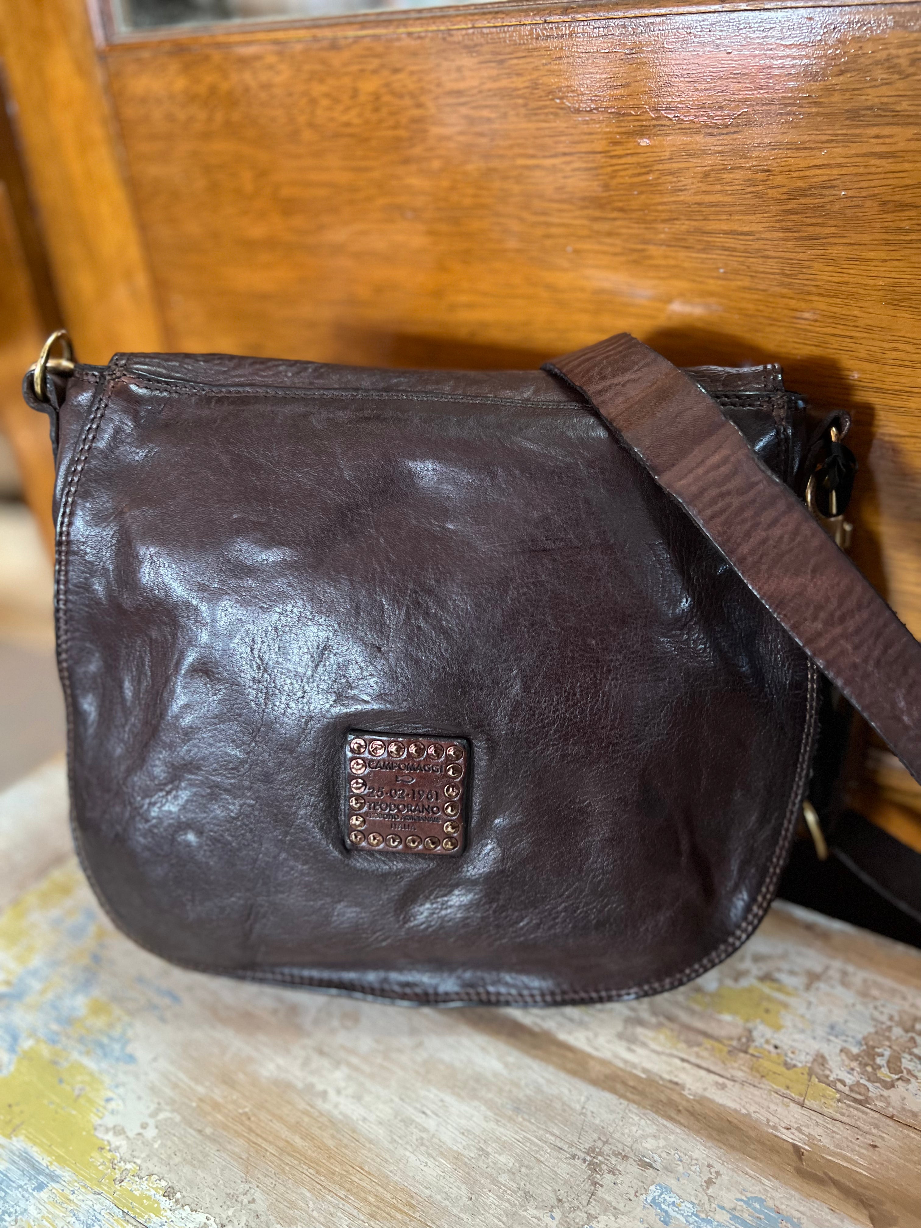 Front Flap Closure Shoulder/Crossbody Bag - Dark Brown