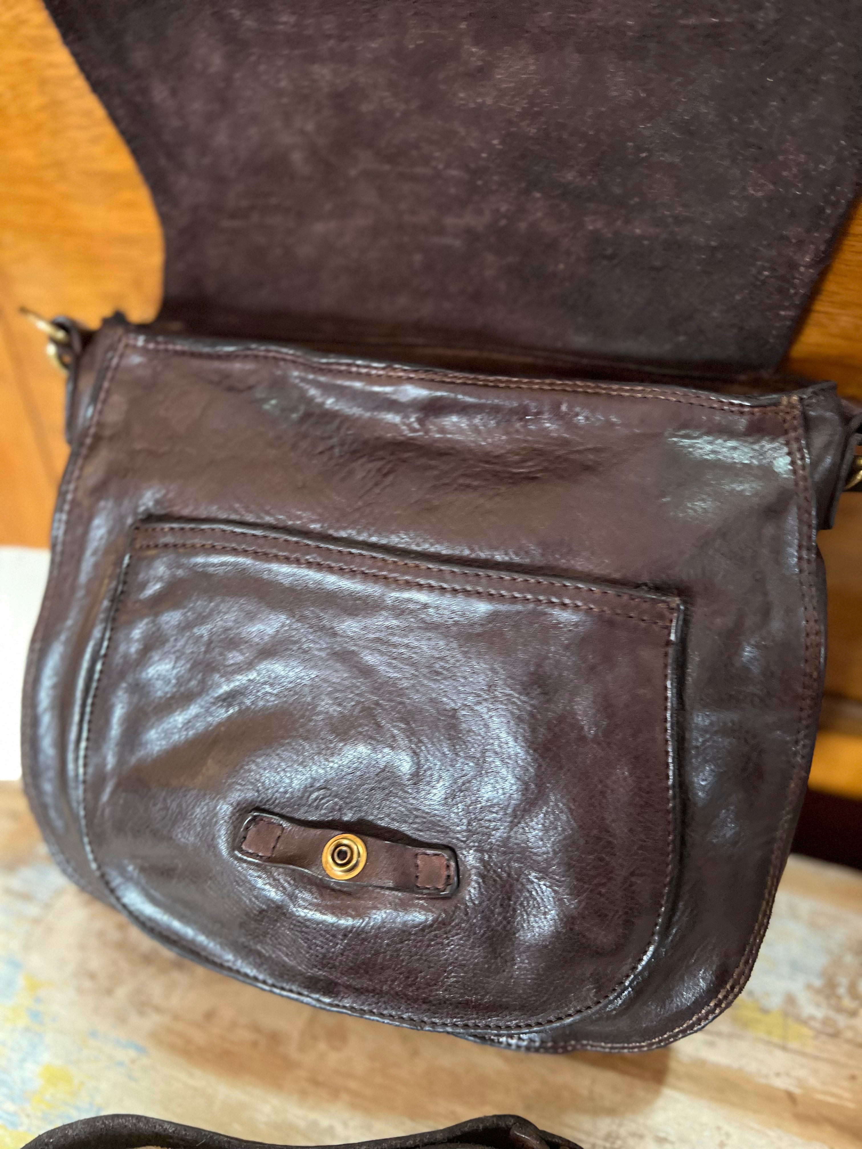 Front Flap Closure Shoulder/Crossbody Bag - Dark Brown