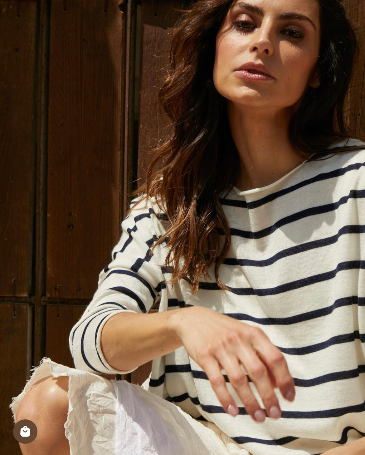 Emi Wool Jumper - Cream with Navy Stripe