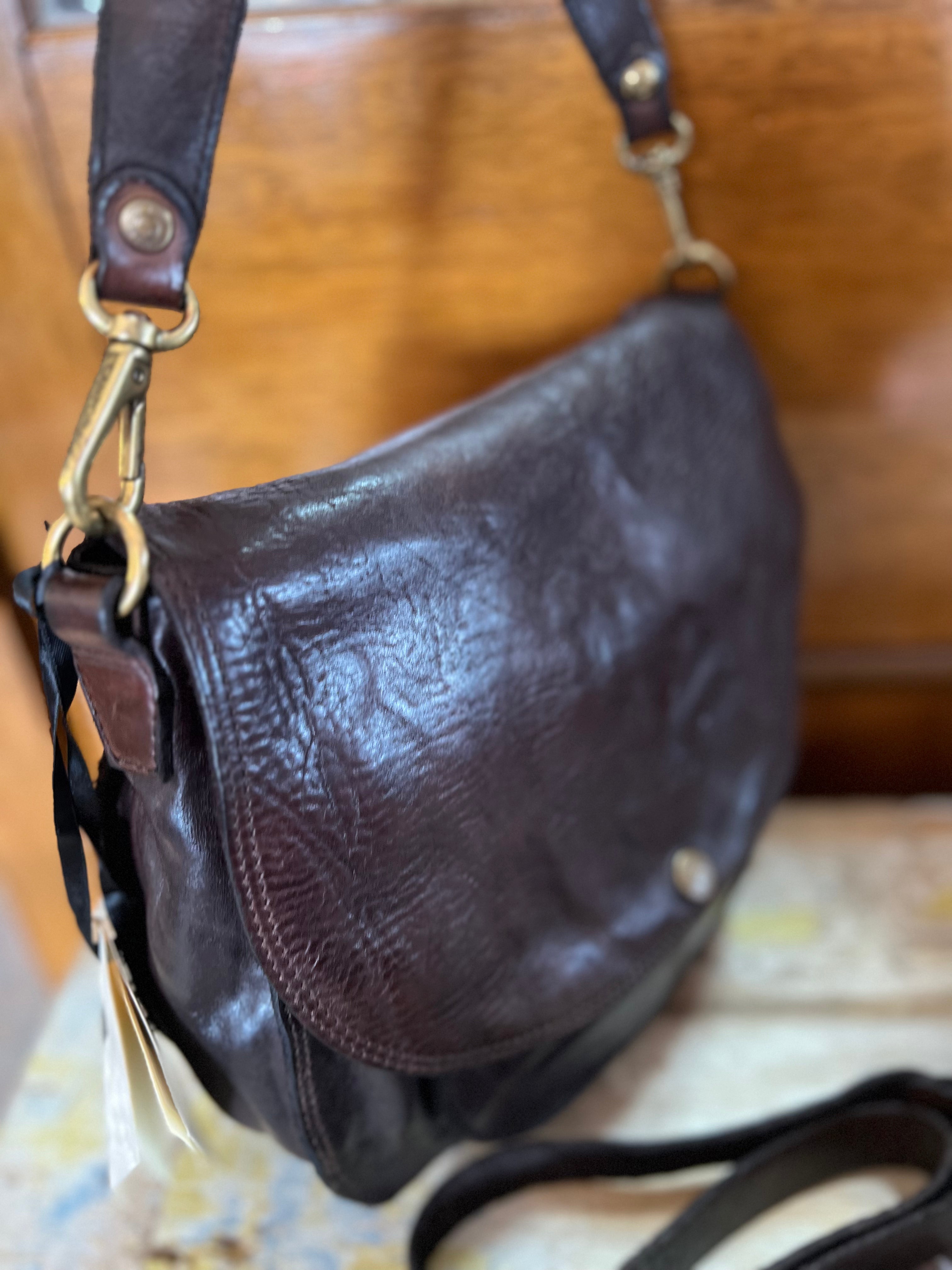 Front Flap Closure Shoulder/Crossbody Bag - Dark Brown