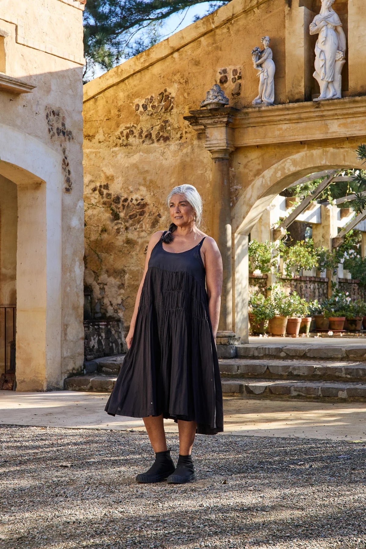 MEERA DRESS - COTTON & SILK - Black