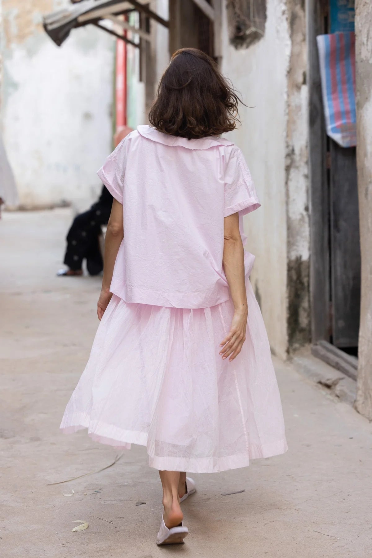 Mia Top - Cotton Poplin - Pink