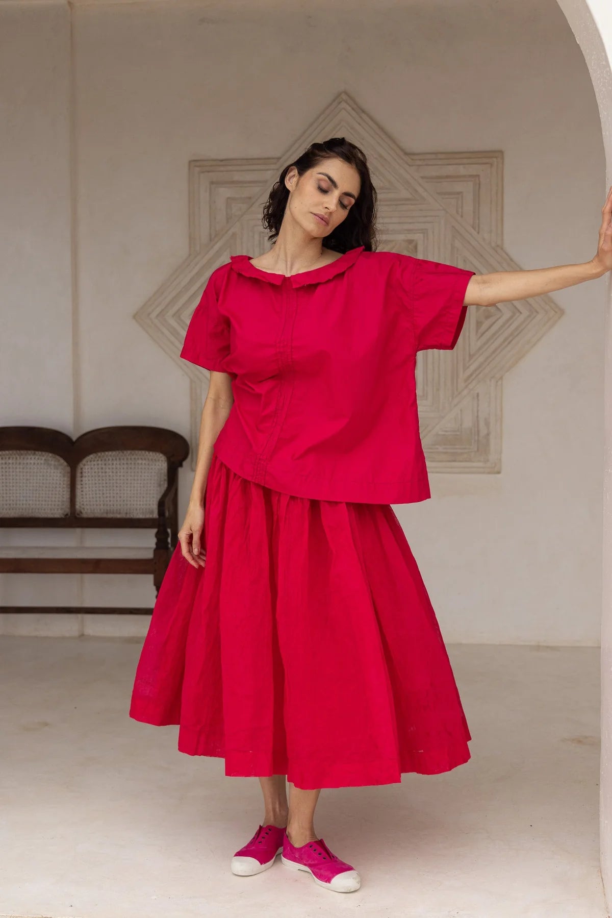 Mia Top - Cotton Poplin - Fuchsia