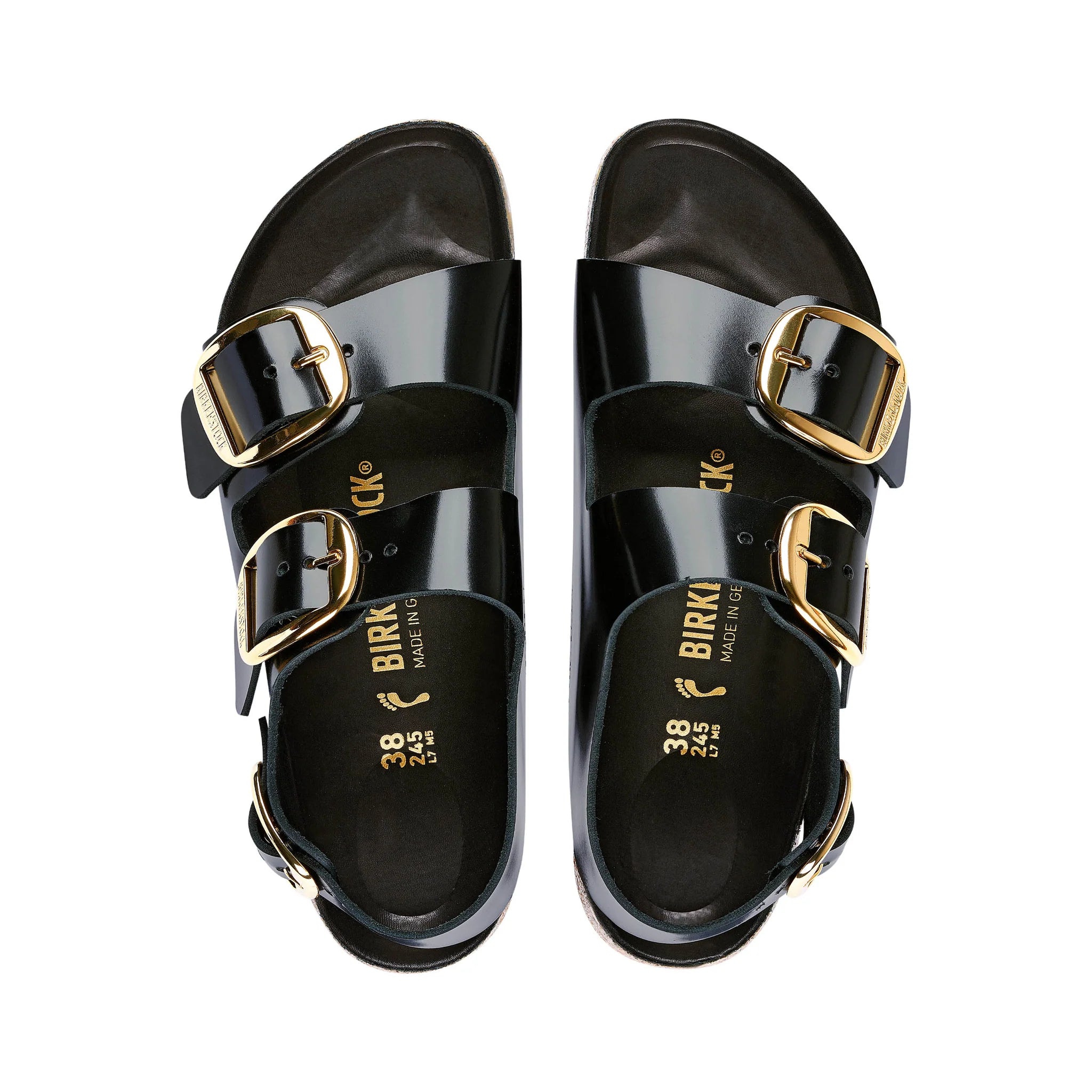 Milano Big Buckle High Shine Black Natural Leather Patent regular