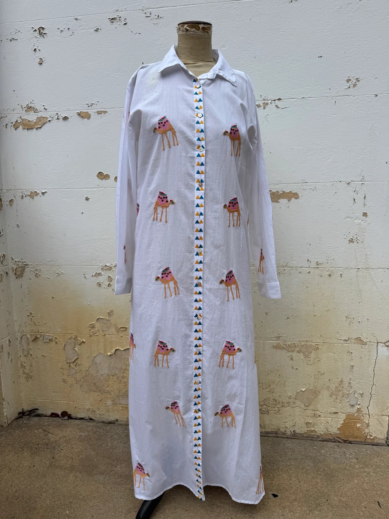 Camel Train Cotton Shirt Dress