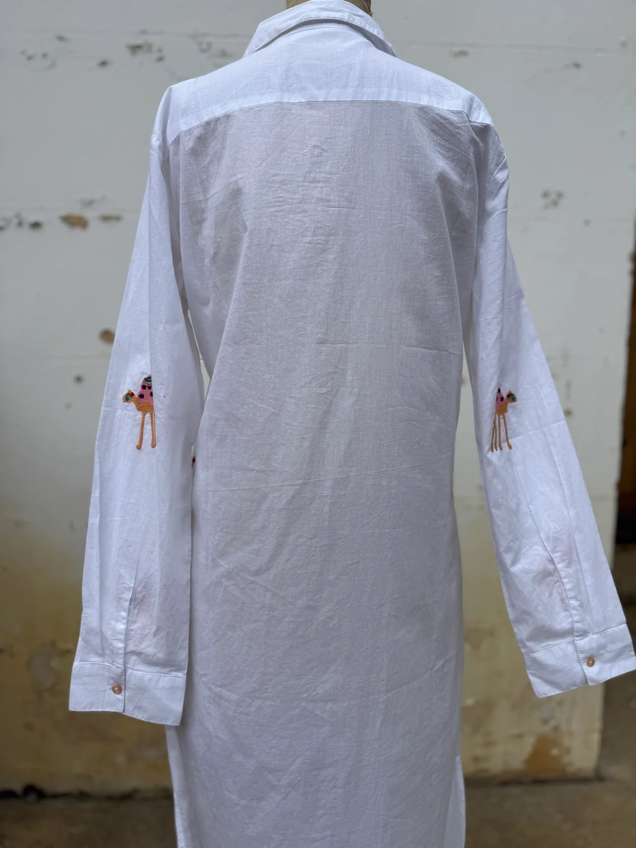 Camel Train Cotton Shirt Dress