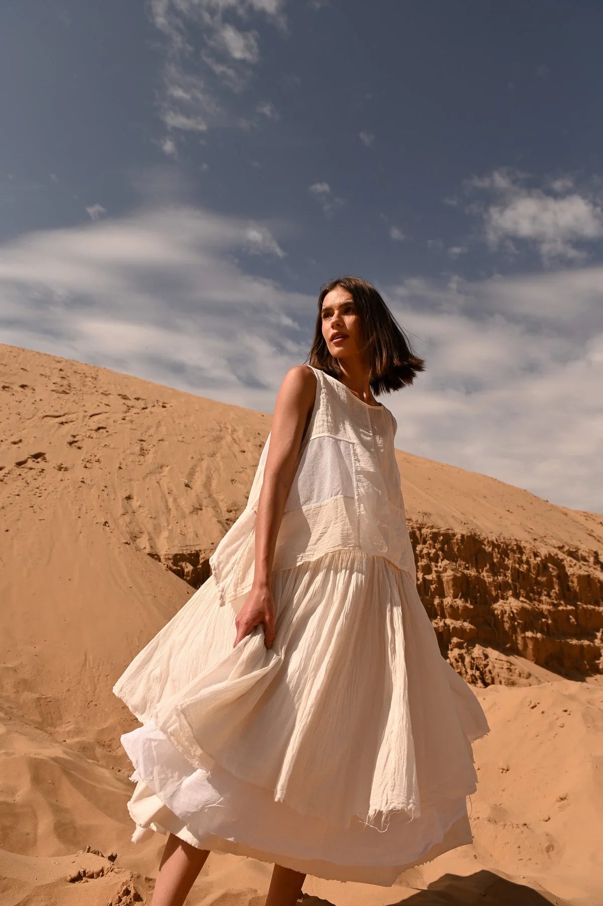 MUSKAN CAMISOLE - COTTON & LINEN - warm white