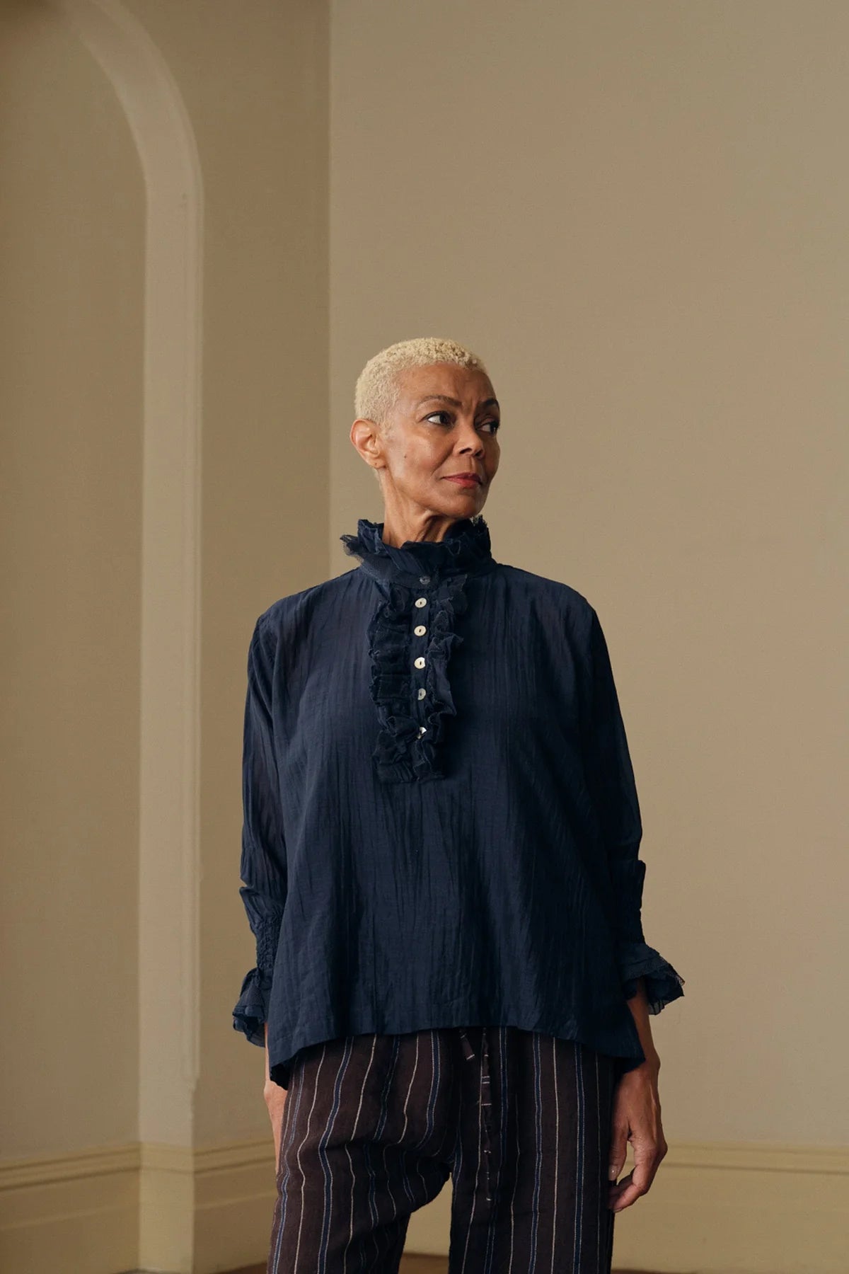 Odile Blouse - Silk Cotton navy