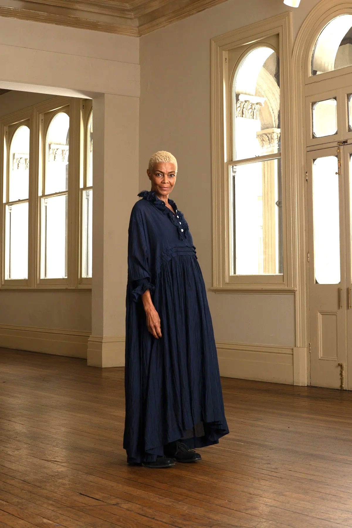 ODILE DRESS - SILK COTTON navy