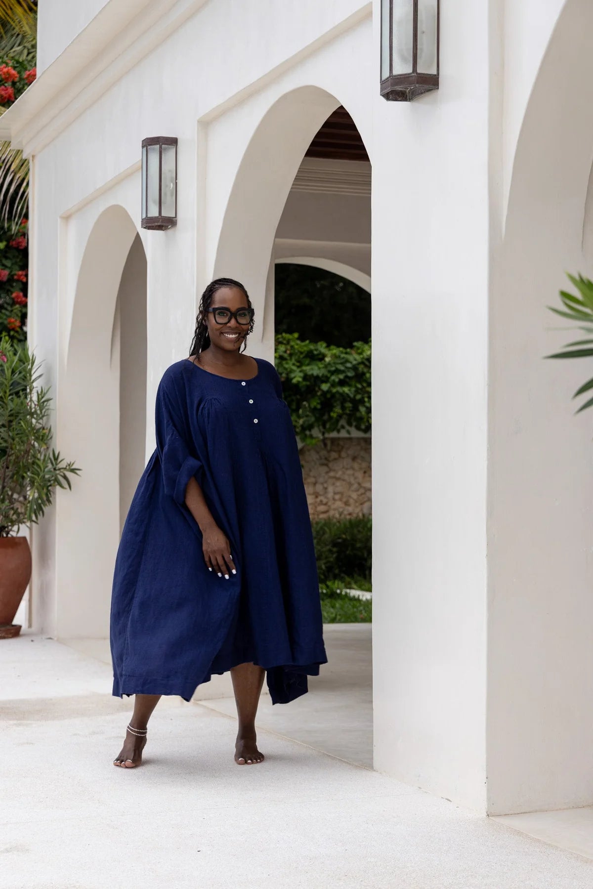 Shiva Dress - Linen - Indigo
