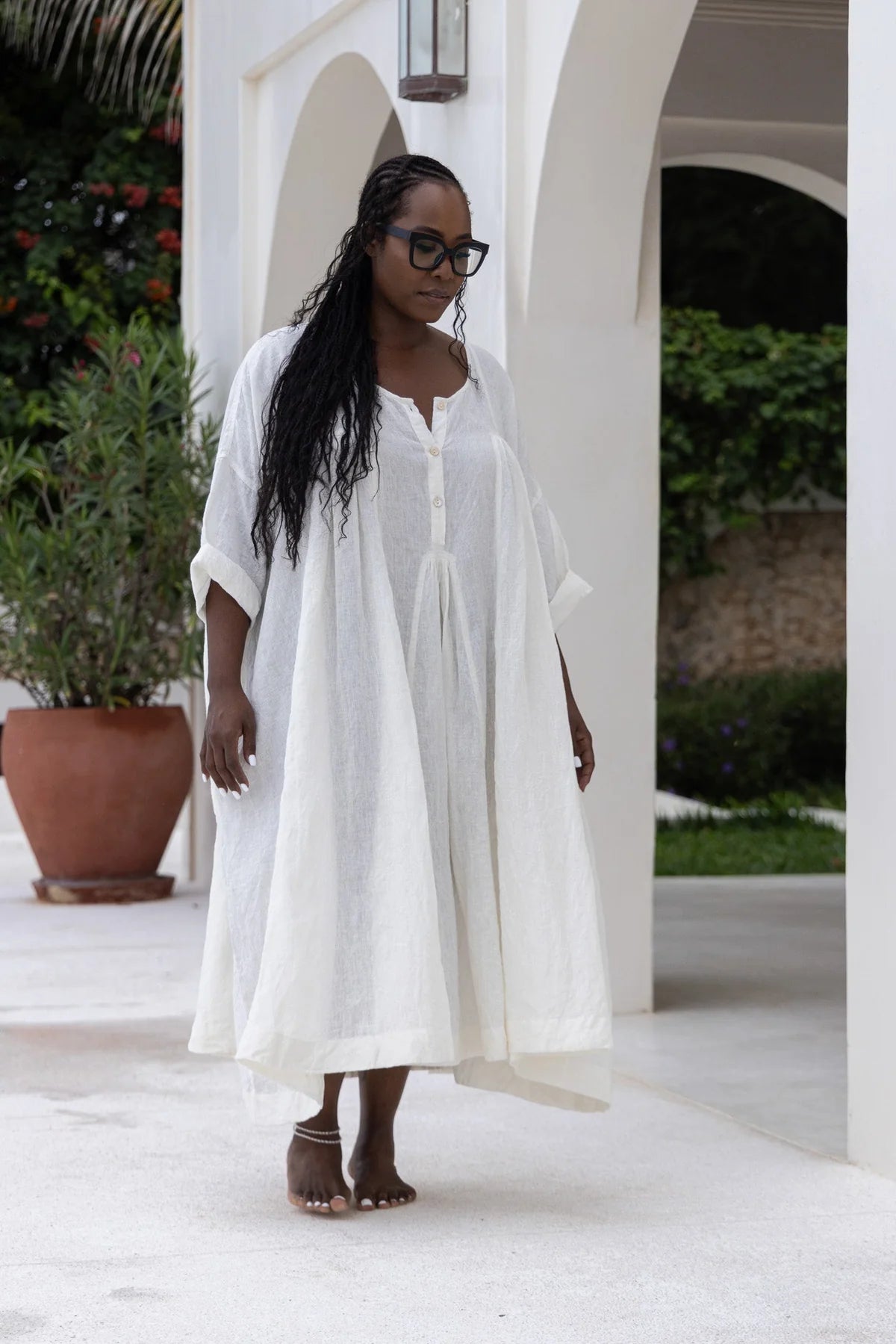 Shiva Dress - Linen - White
